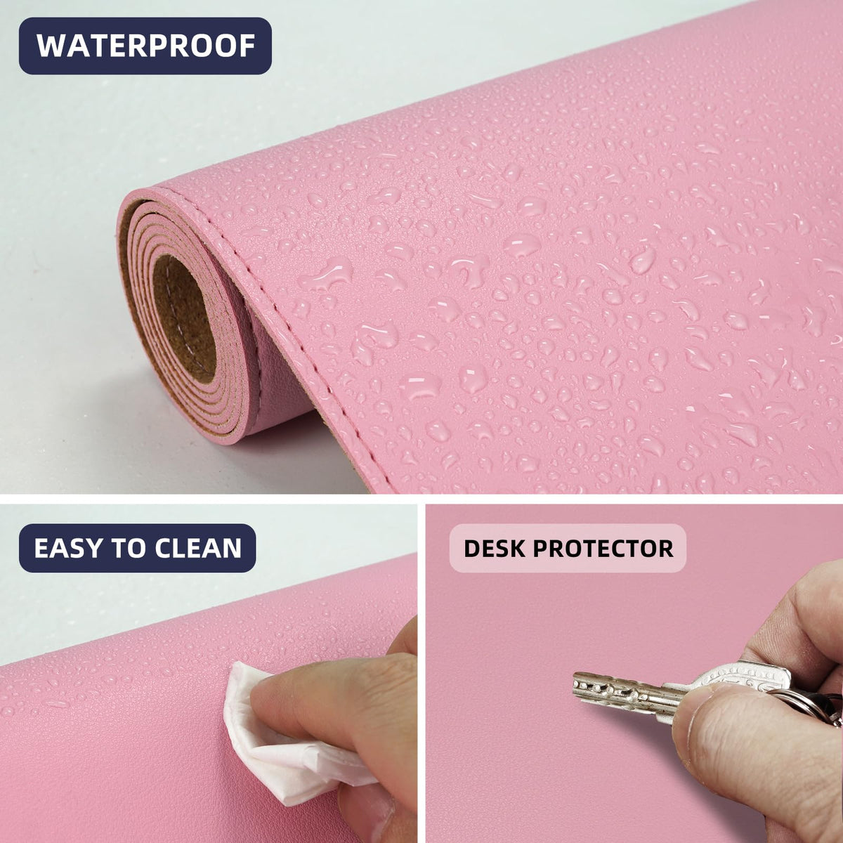 AFIING Leather Desk Pad Protector, Large Desk Mat with Natural Cork & PU Leather, Mouse Pad