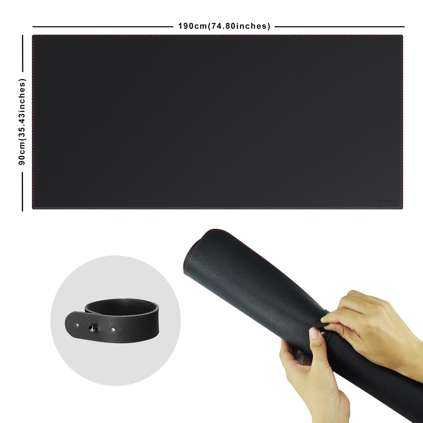 ZORESYN Extra Large Desk Mat 74.8"x35.4" Black