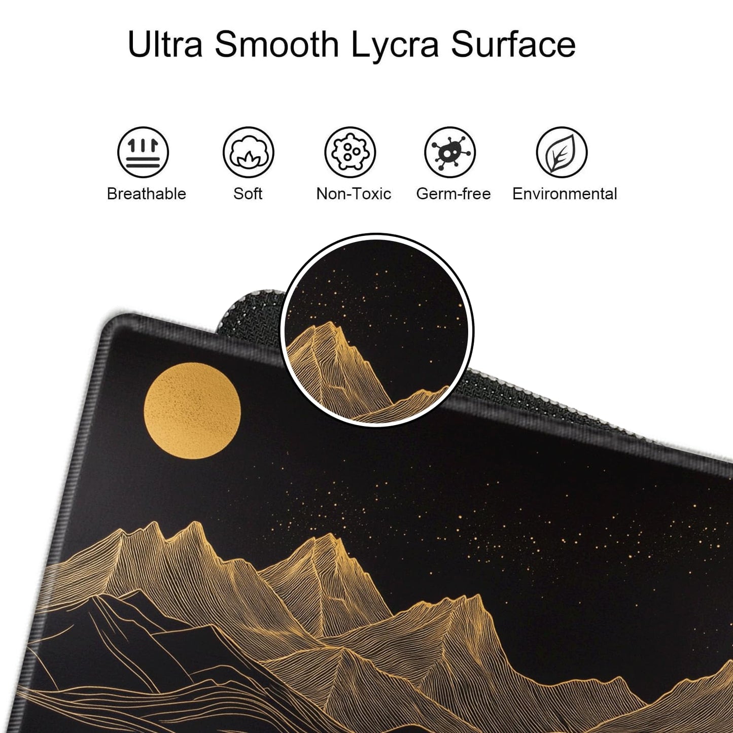 Large Mouse Pad Gaming Desk Pad Black and Gold Mountain Mousepad XXL Desk Mat 31.5''X15.75''