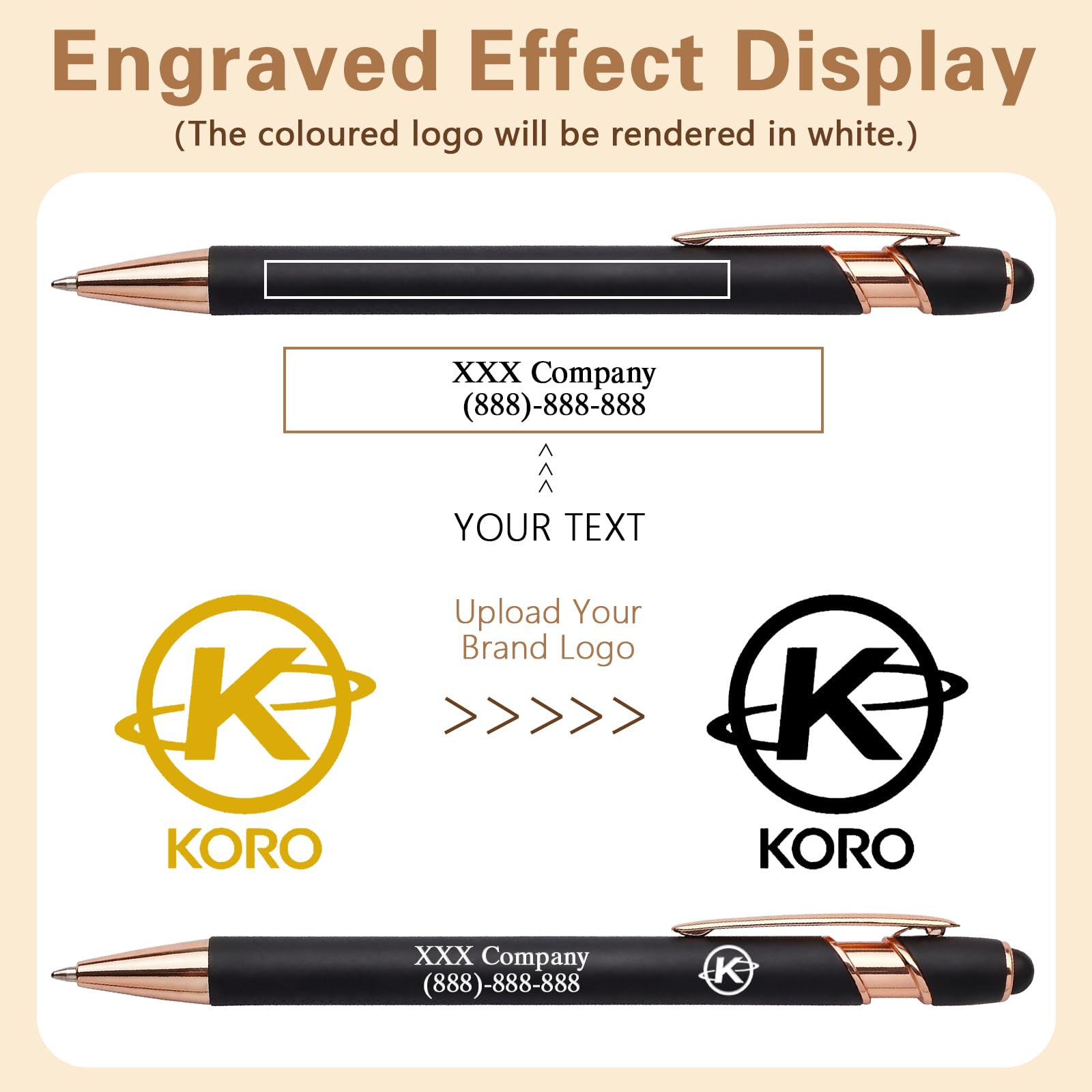 WNNNS Bulk Custom Pens Personalized, Up to 3000 PCS Customized Pens with Name & Logo, Retractable