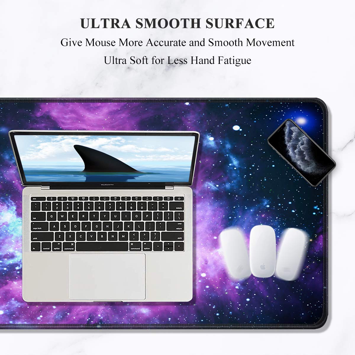 Auhoahsil Large Gaming Mouse Pad, XXL 35.4 x 15.7 in Office Desk Mat,Purple