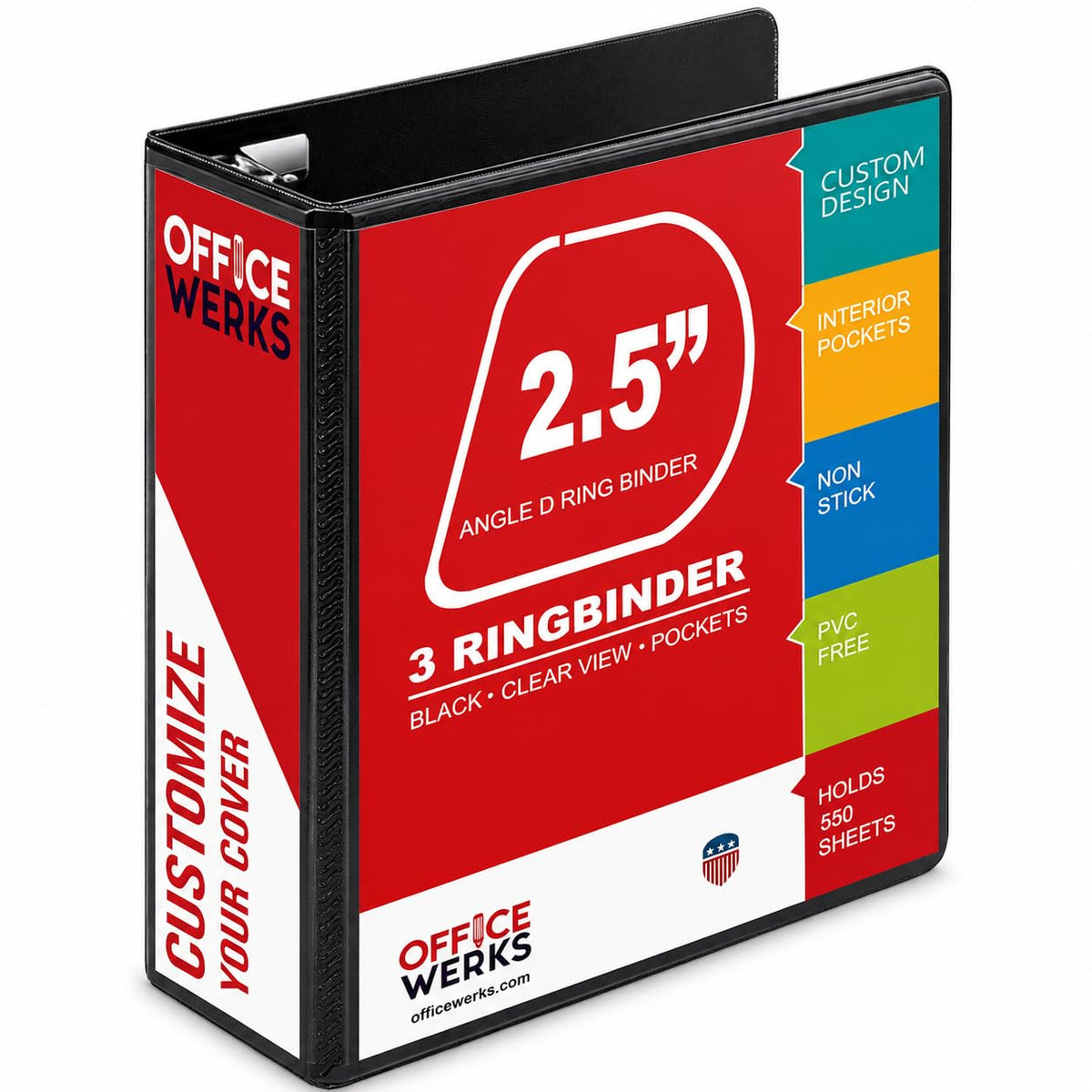 3 Ring Binder, 2.5" Professional Angle D-Rings, Presentation Folder for Standard Pages with Inside