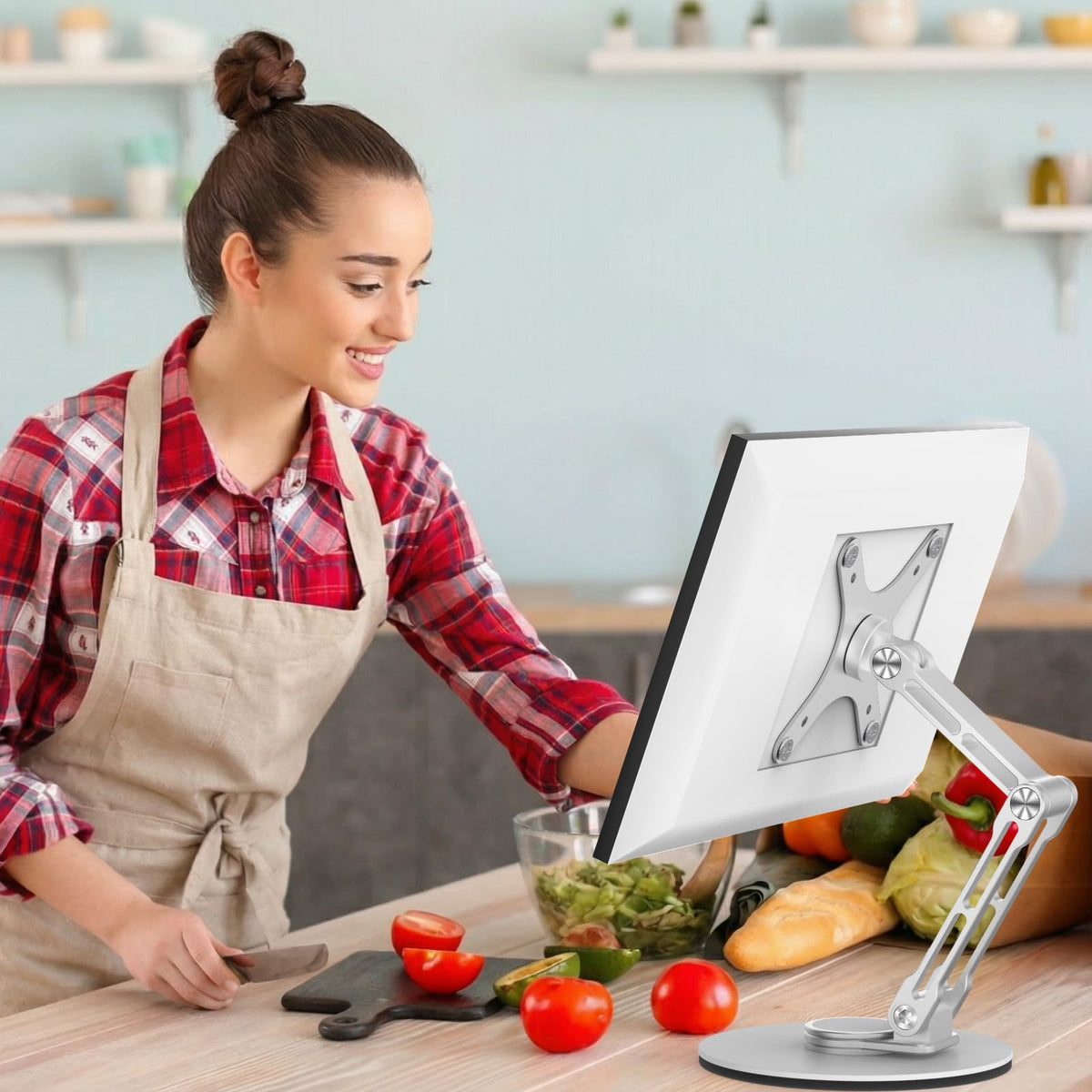 YCNEW Swivel and Tilt Stand for Echo Show 15 (Gen 1, Gen 2), Portable Monitor Stand, Adjustable