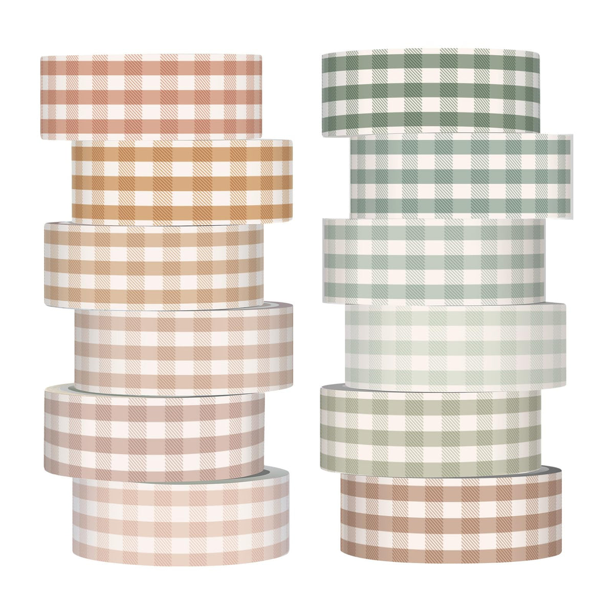 YooNotee 12 Rolls Floral Washi Tape Set,Boho,Gingham Plaid
