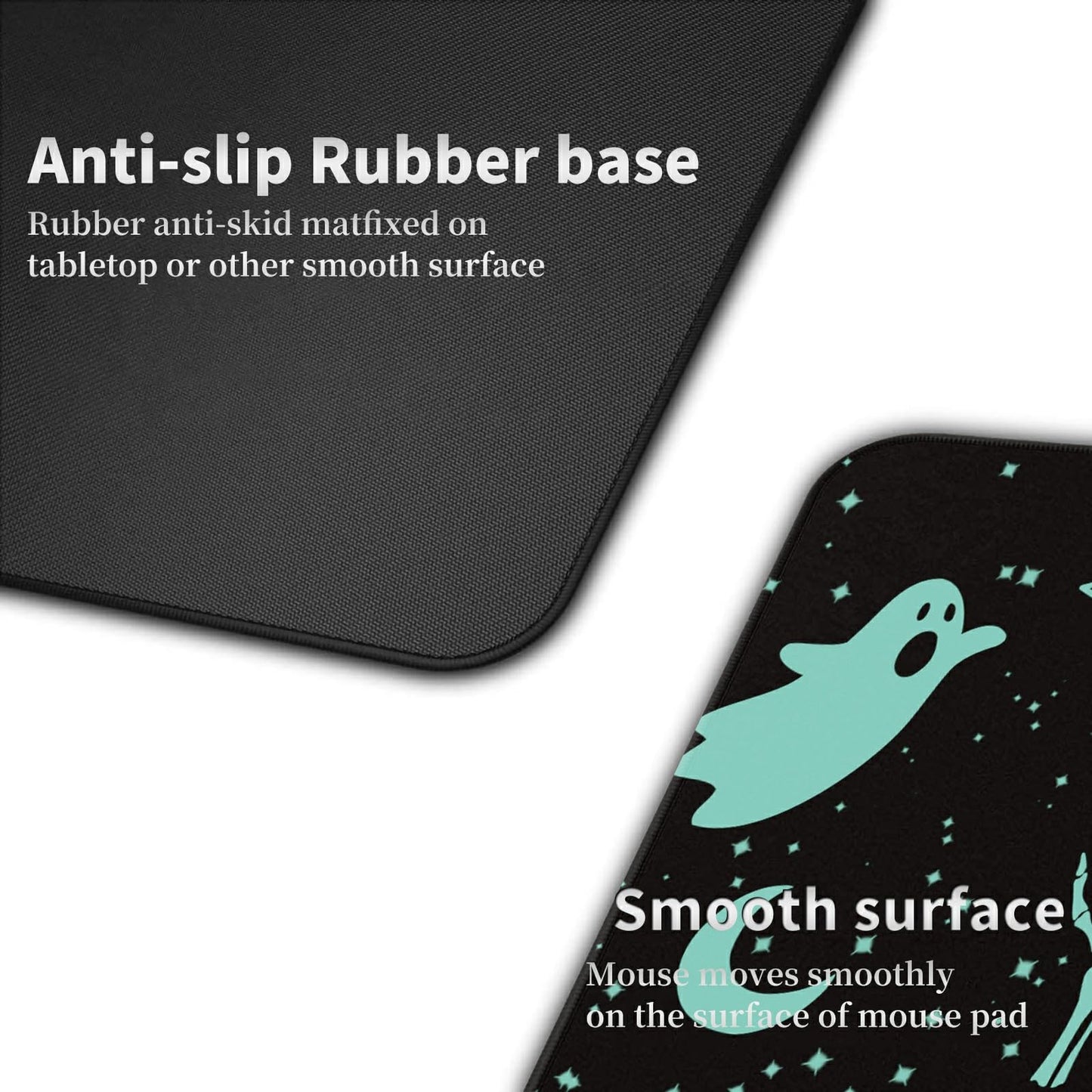 Large Gaming Mouse Pad Plus a Coasters + Cable Clips, Skull Moon Gothic Extended Mousepad (31.5 x