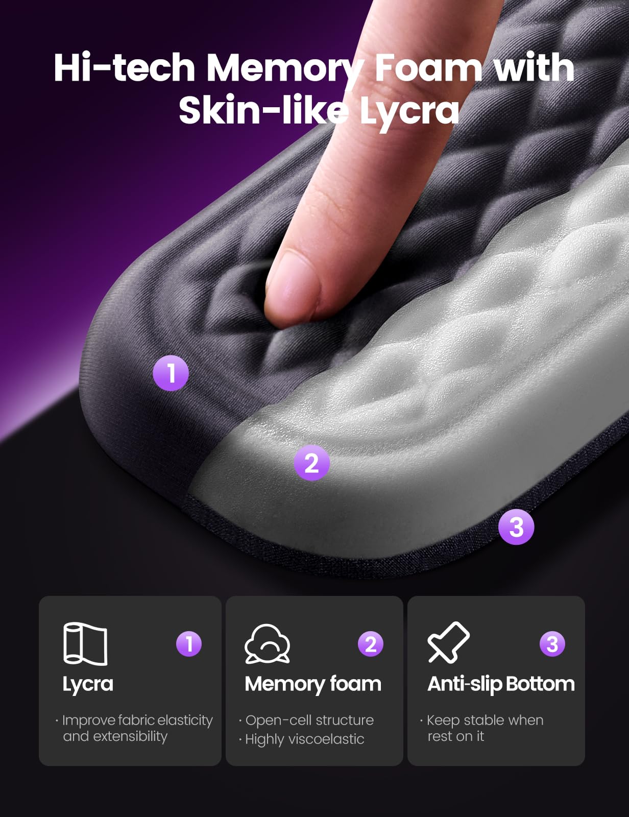 Vaydeer Wrist Rest for Keyboard and Mouse, Computer Ergonomic Wrist Support Pad, Soft Memory Foam