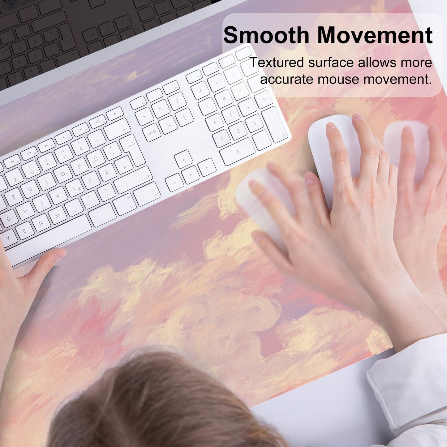Colorful Star Pink Large Mouse Pad, 31.5" x 15.7"