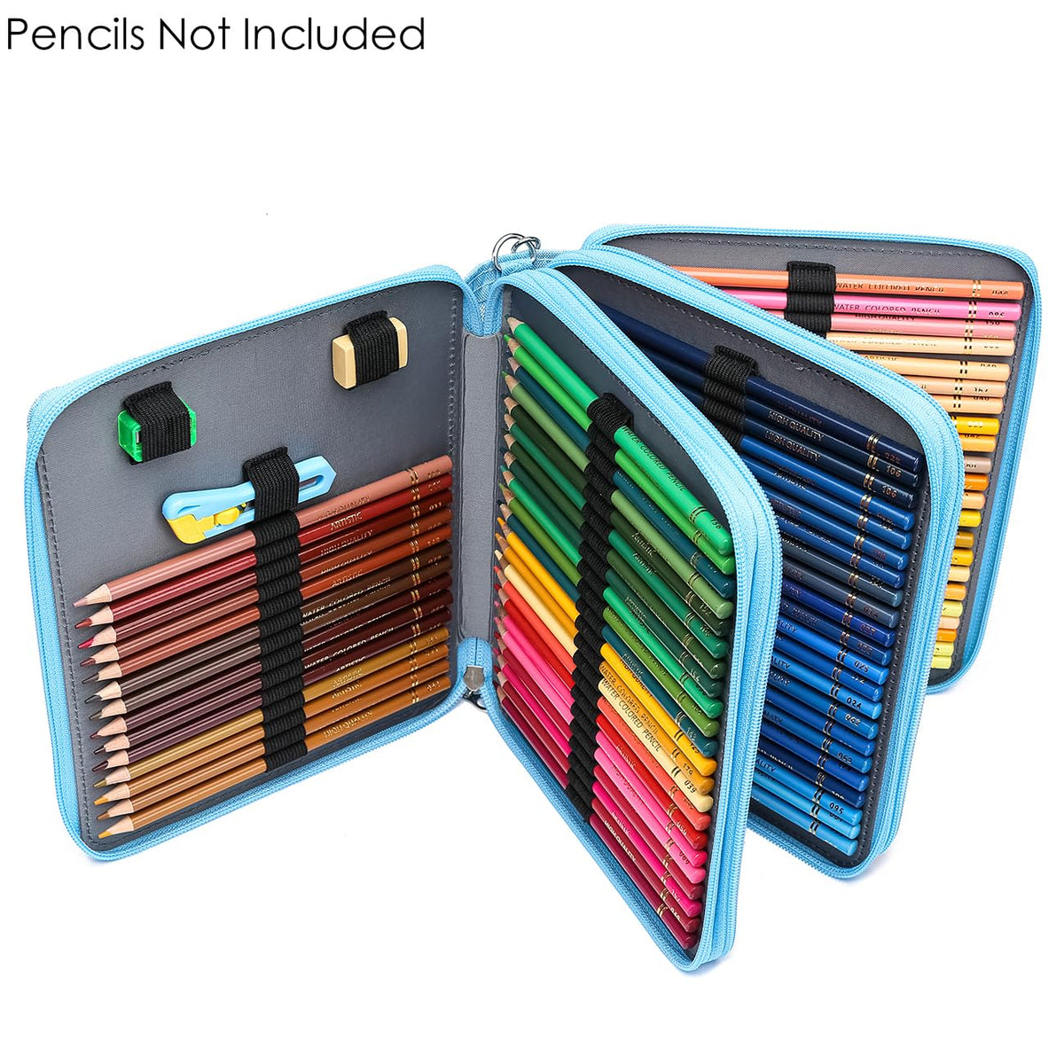 YOUNGCOL Deluxe Oxford Fabric Colored Pencil Case - 120 Slots Pencil Holder with Handle Strap Large