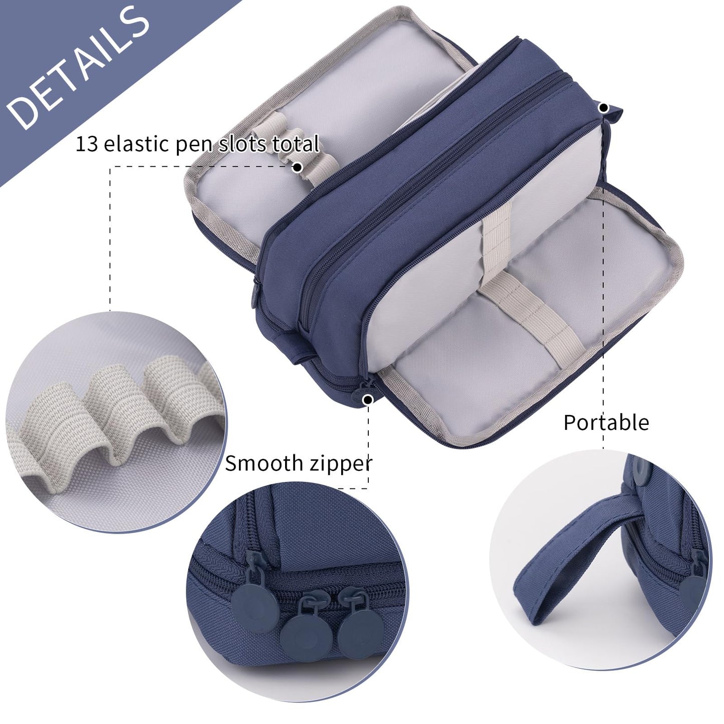 CICIMELON Large Capacity Pen Pencil Case with 4 Compartments, Multi-Slot Pencil Pouch Bag Aesthetic