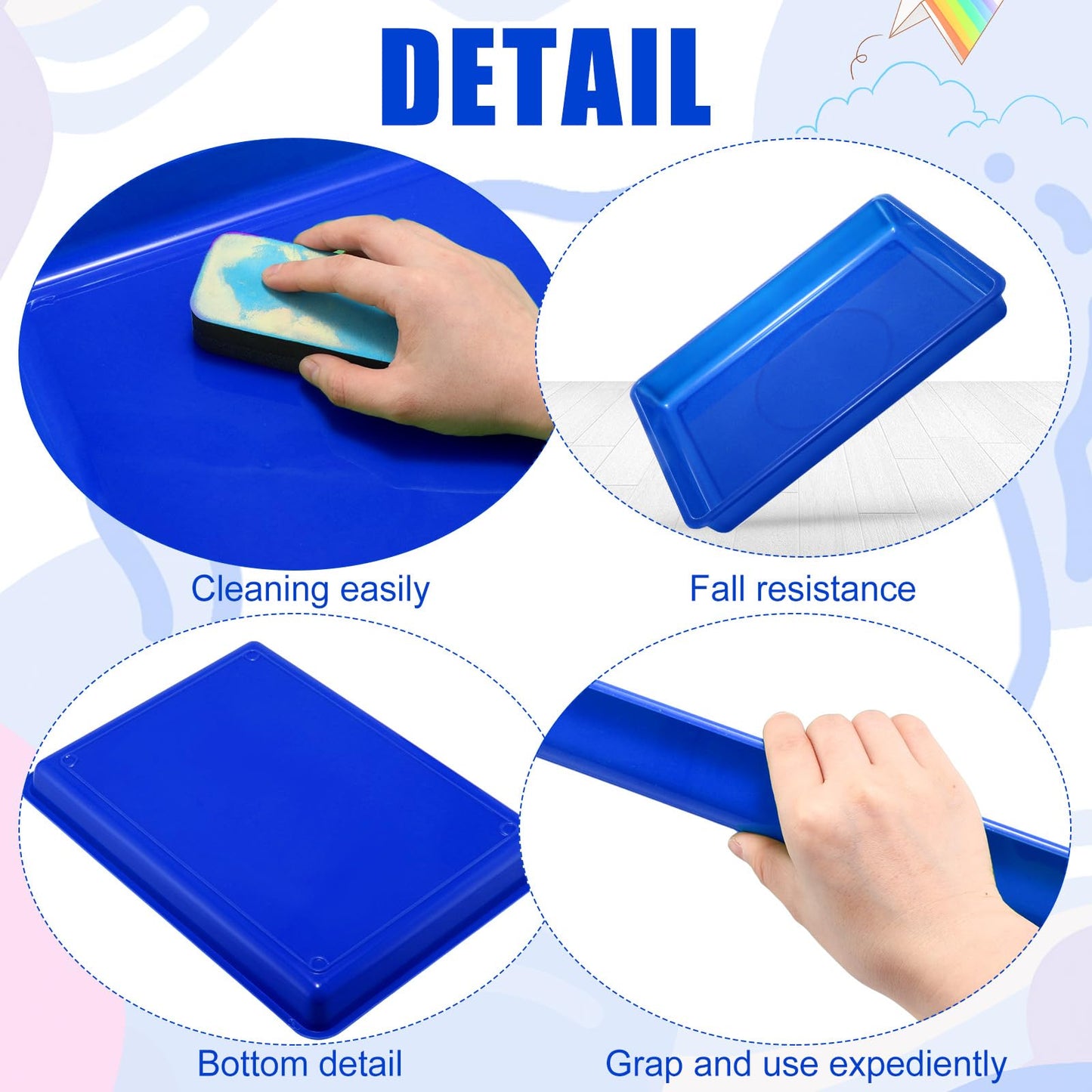 Hoteam 10 Pack Flat Bins Paper Trays,Blue,16.14 X 11.81 X 1.38 Inch