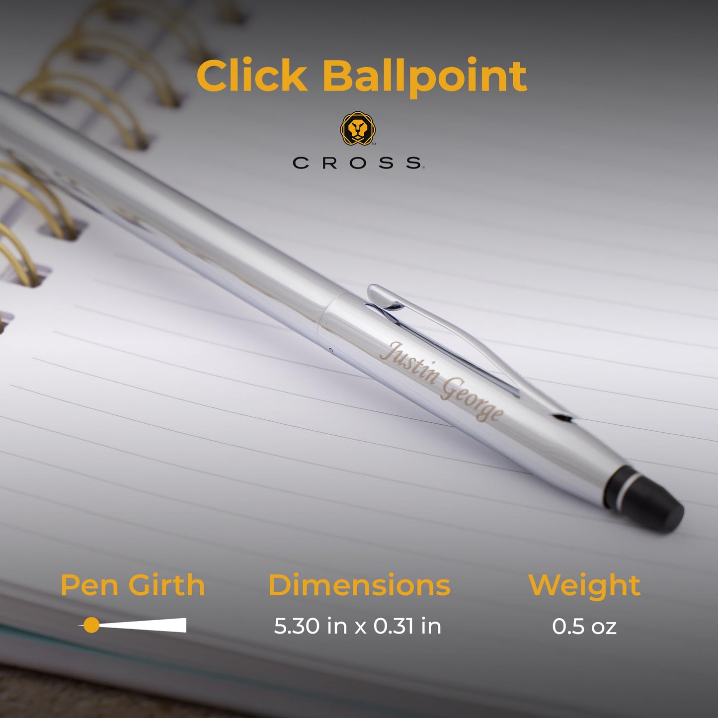 Cross Click Personalized Click Action Ballpoint Pen in Polished Chrome