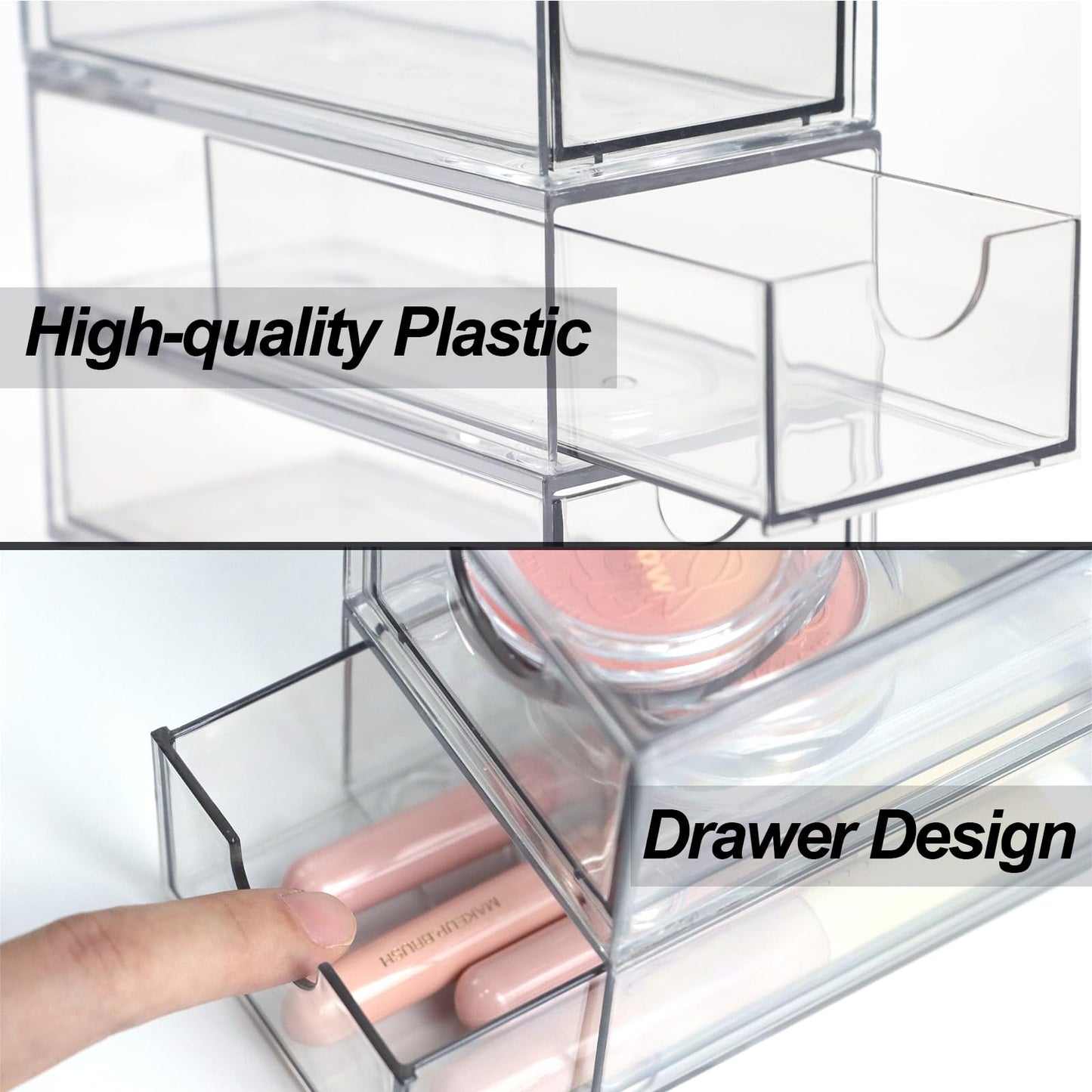 Acrylic Makeup Organizer, 10 Drawers Clear Storage Organizer Desktop Stackable Storage Drawers