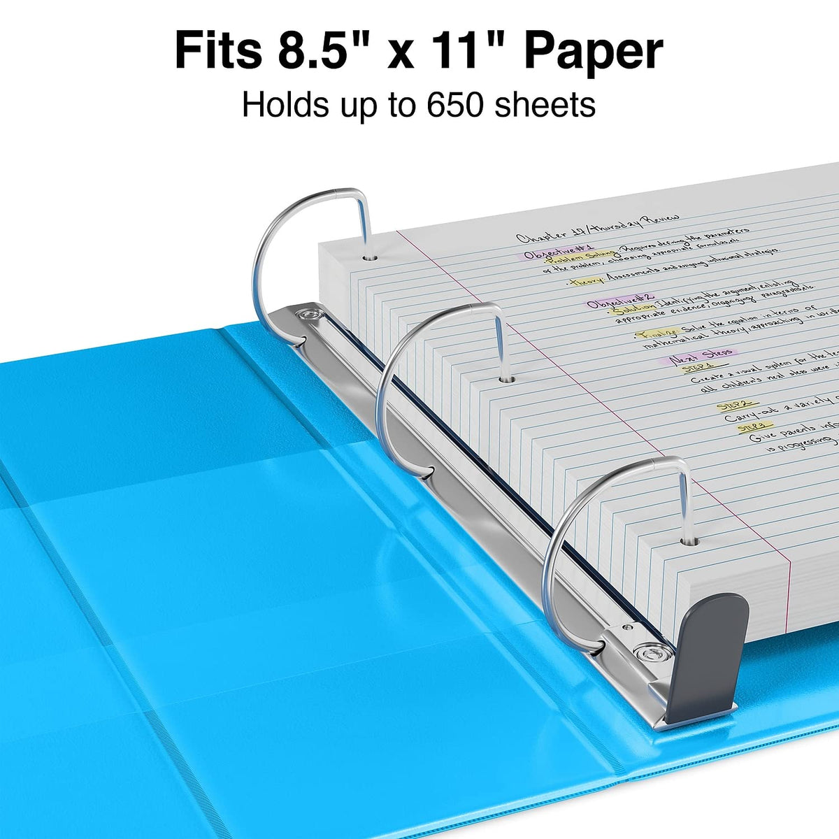 Staples Heavy-Duty 3-Inch D-Ring View Binder, Light Blue, 600 Sheets