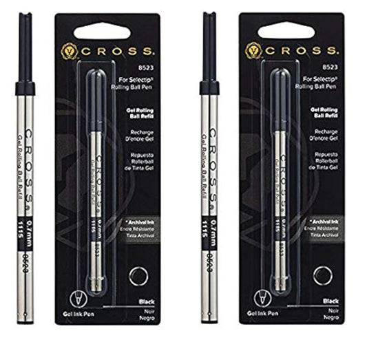 Cross Refill for Selectip Gel Roller Ball Pen, Black, 1 per Card (8523) (Twо Pаck, Black)