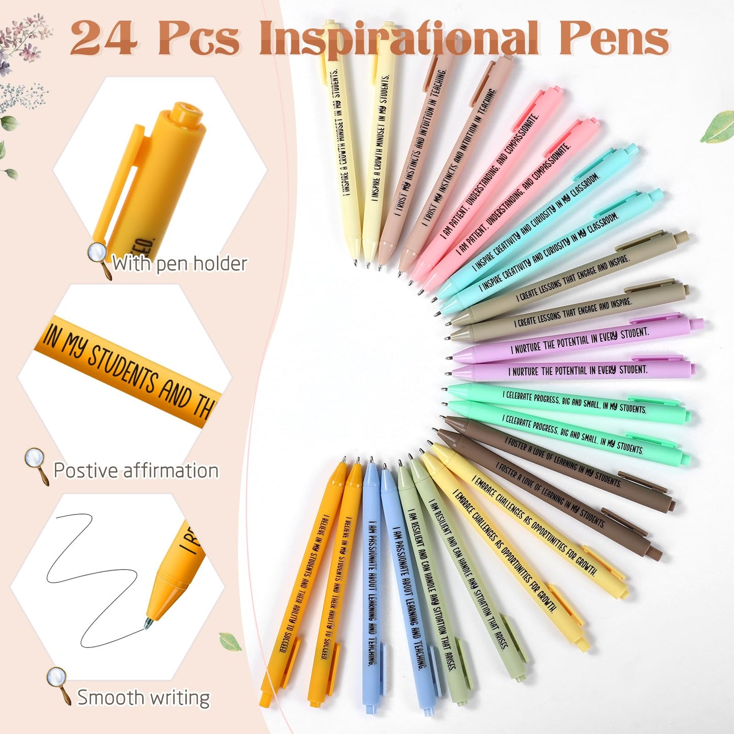 Mooliwe 48 Pcs Affirmation Notebooks Pens Bulk Gifts, Gratitude,Teacher