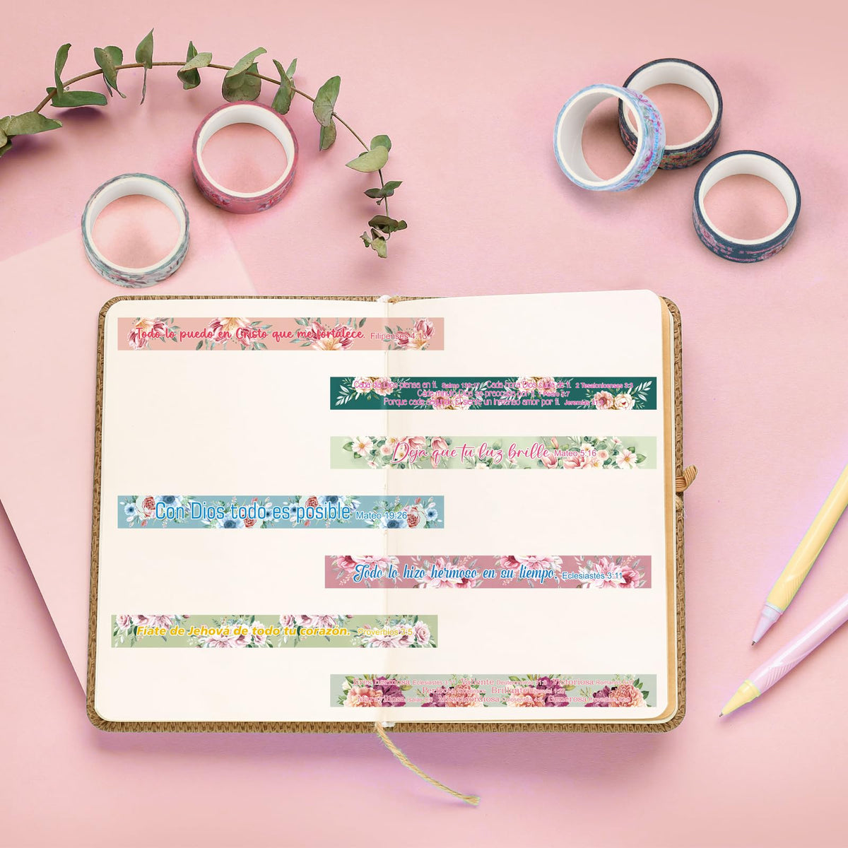 Janlaugh 24 Rolls Christian Washi Tape Gifts, Spanish Floral Religious