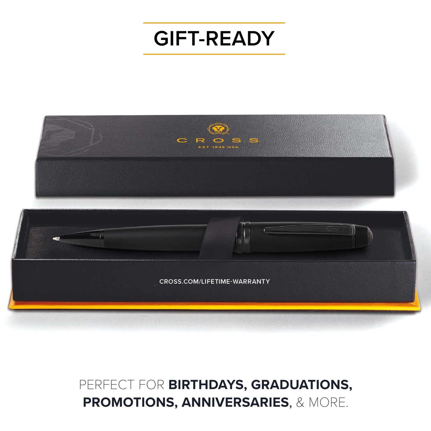 Cross Bailey Matte Black Lacquer Ballpoint Pen, Medium Point, Black Ink