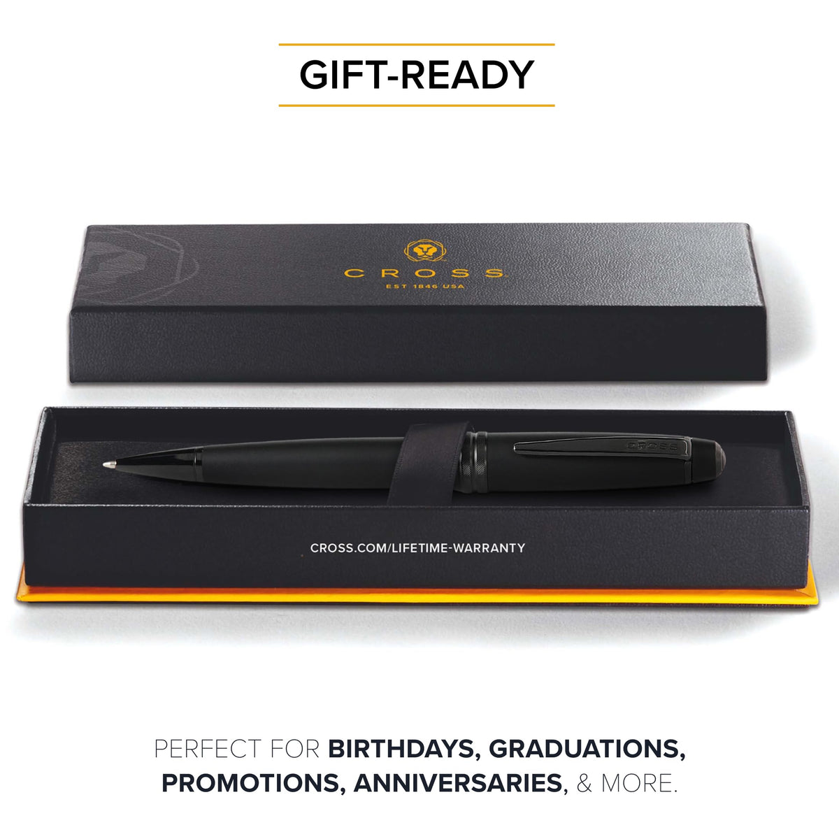 Cross Bailey Matte Black Lacquer Ballpoint Pen, Medium Point, Black Ink