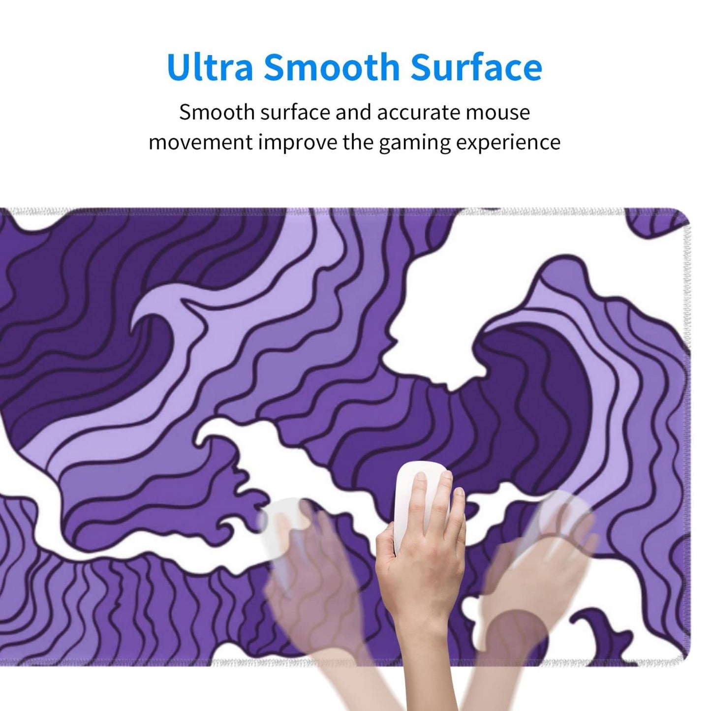 Japanese Purple Wave Large Mouse Pad XL Extended Gaming Mouse Pad Mat Desk Pad with Stitched