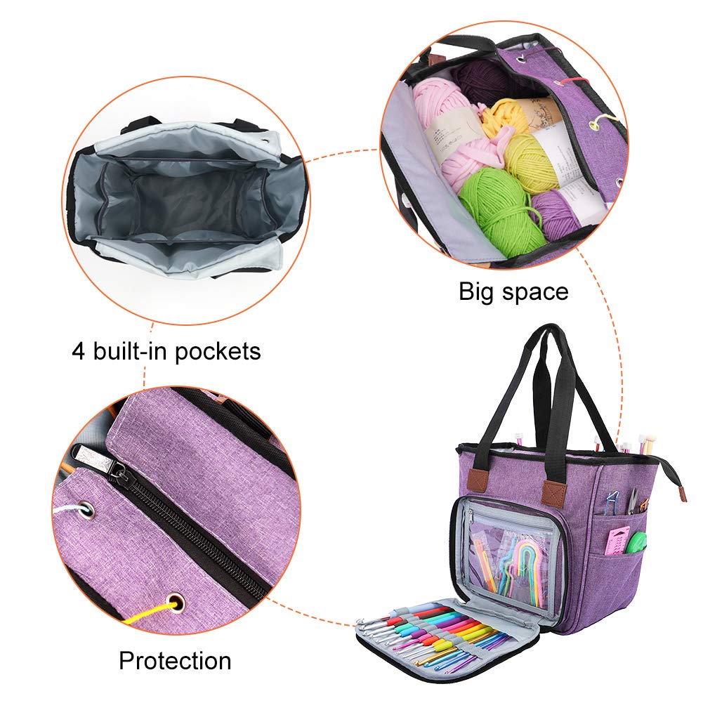 SumDirect Yarn Bag, Knitting Organizer Tote Bag Portable Storage Bag for Yarns, Carrying Projects