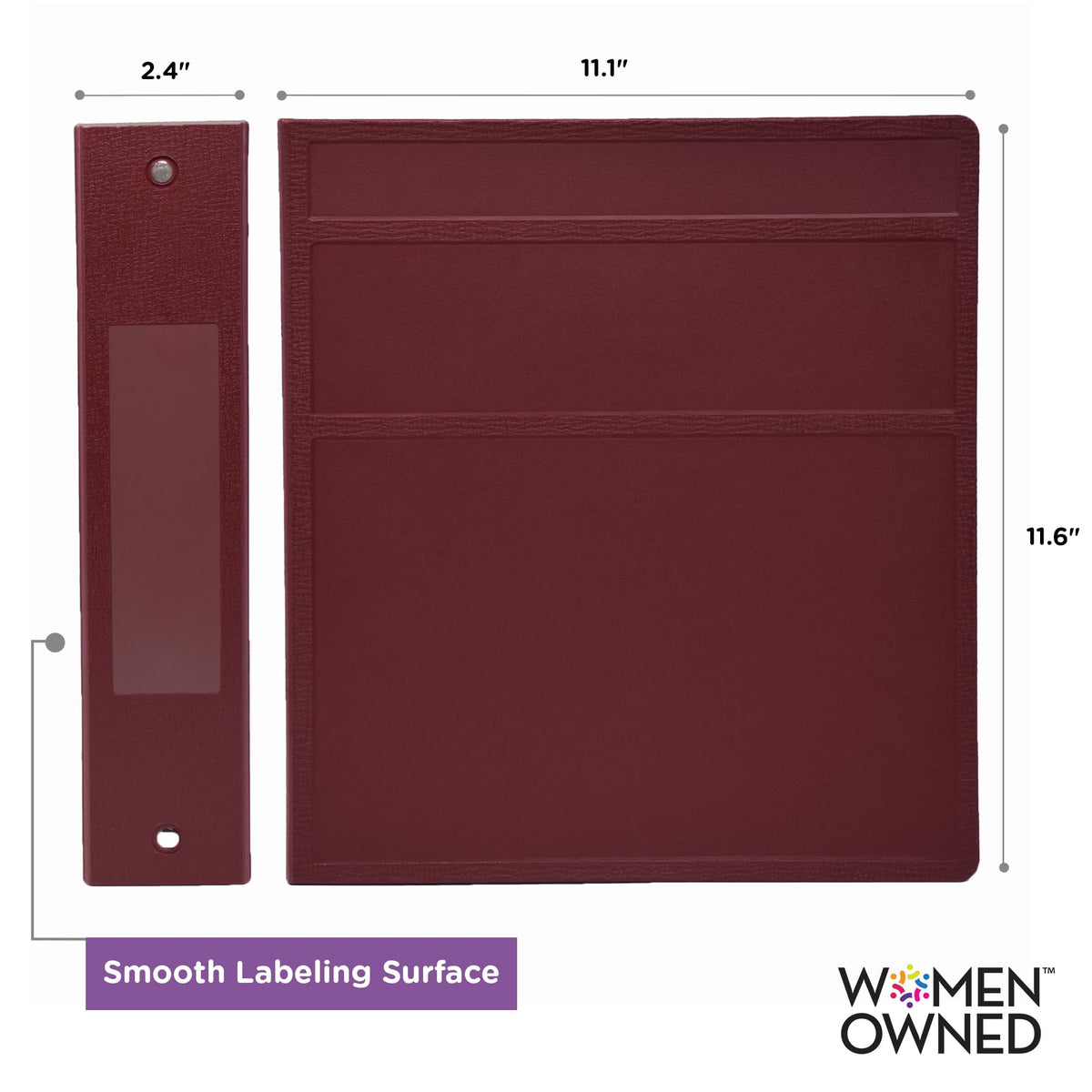 Carstens 2-Inch Heavy Duty 3-Ring Binder - Side Opening, Wine, Durable Plastic, Precision No-Gap