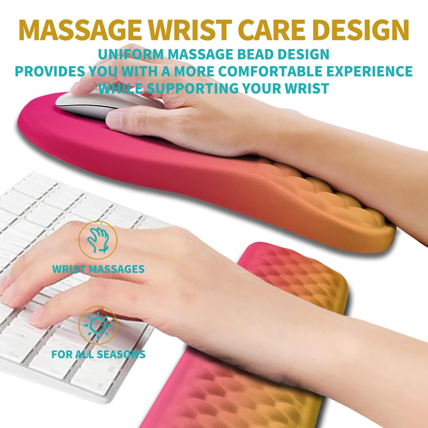 Hokafenle 2 in 1 Ergonomic Mouse Pad Wrist Support & Wrist Rest for Computer Keyboard Set, with