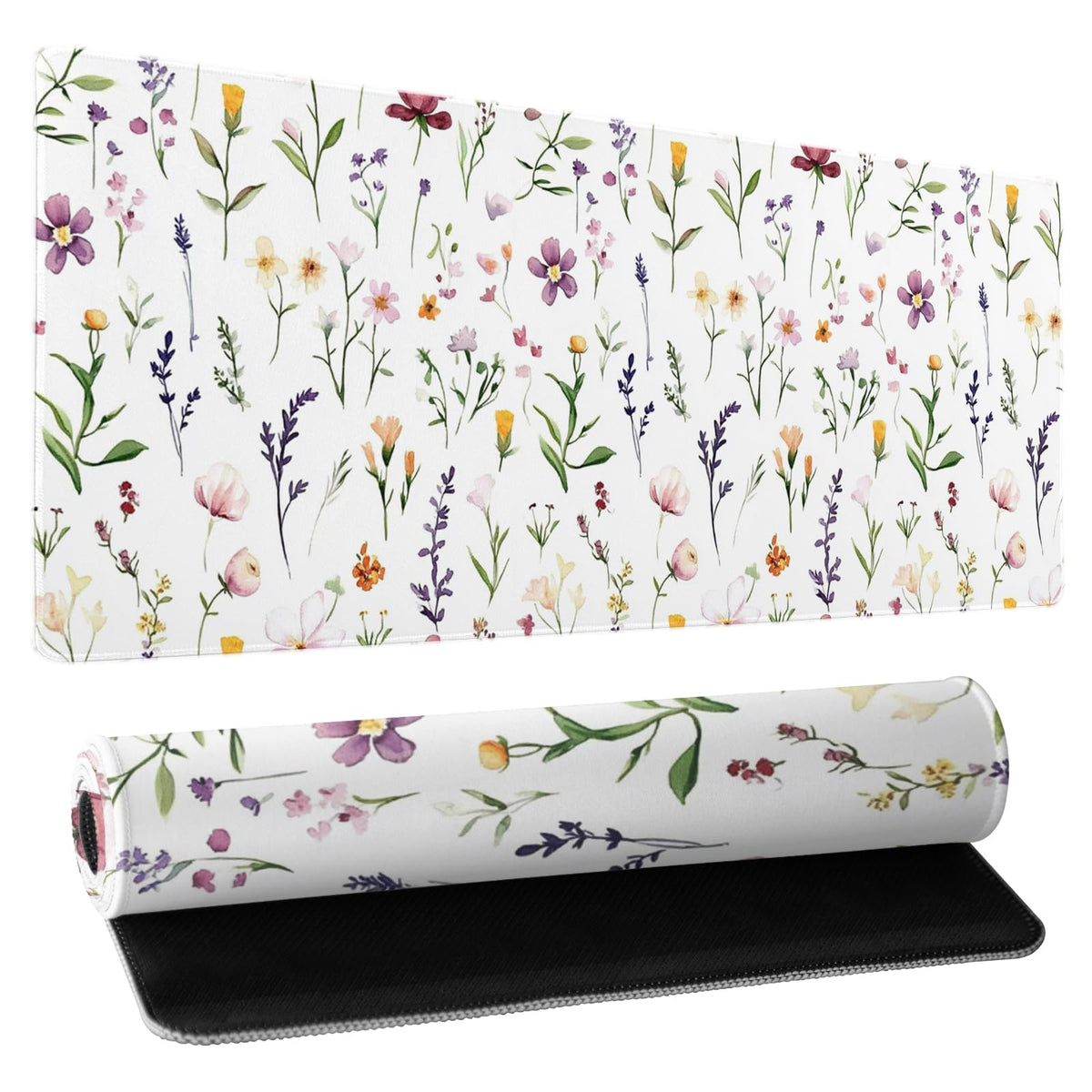 Spring Summer Wildflower Desk Pad Mouse Pad XXL 35.4”x15.7” Large Extended Gaming Mouse Pad with