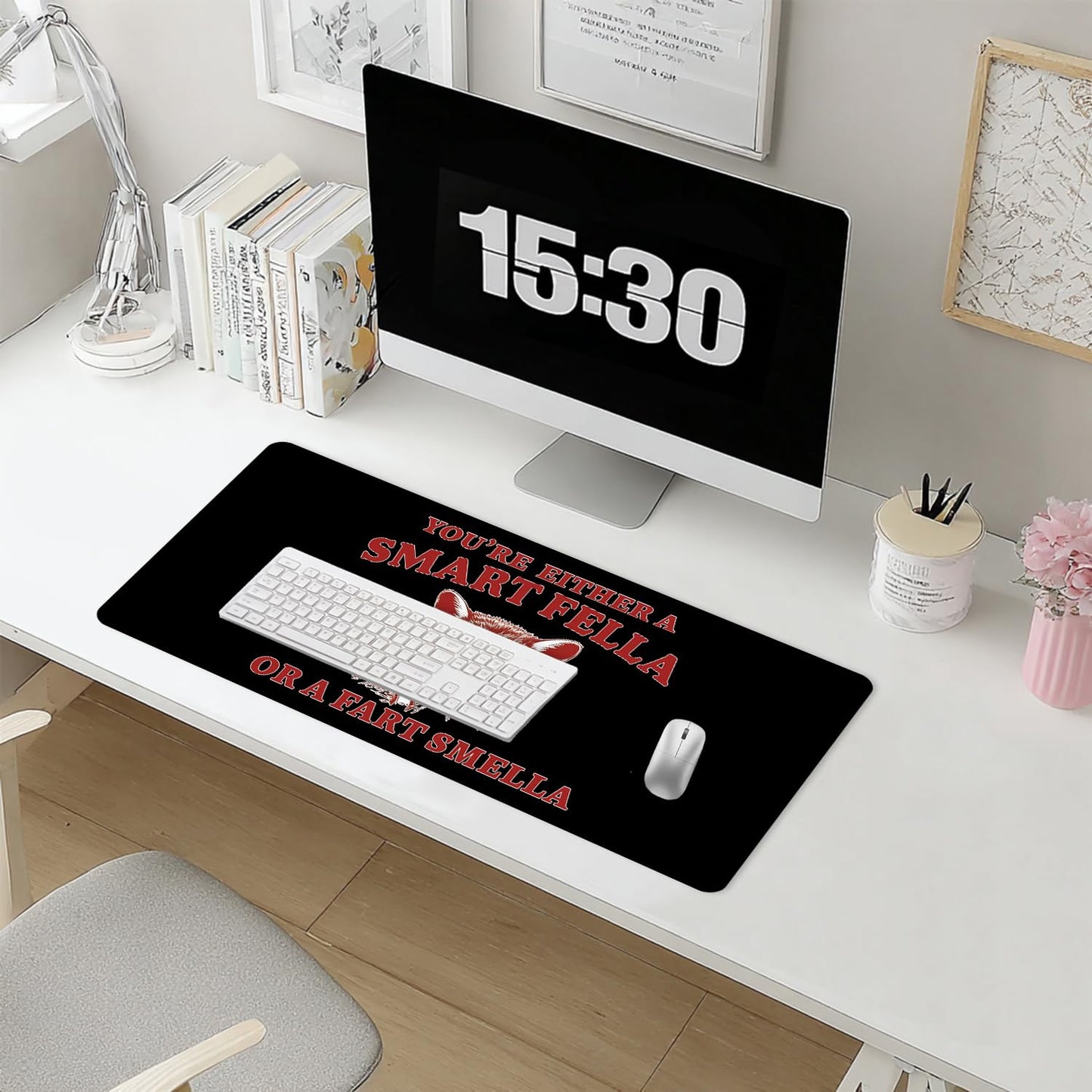 Funny Raccoon Mouse Pad Large 31.5x15.7inch, Sarcastic Work Humor Gifts for Coworkers Women Men