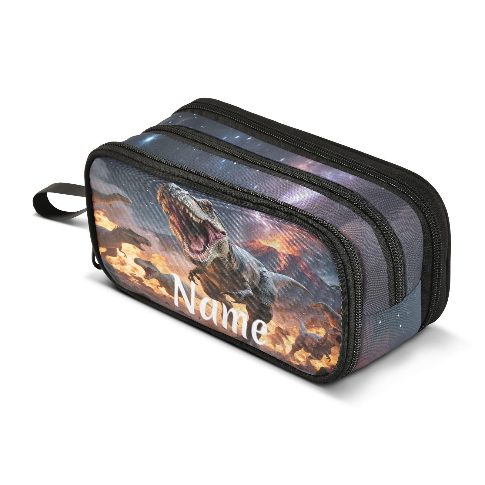 BOENLE Custom Dinosaurs Roar Pencil Case Box Boys Girls Personalized Name Large Pencil Pouch
