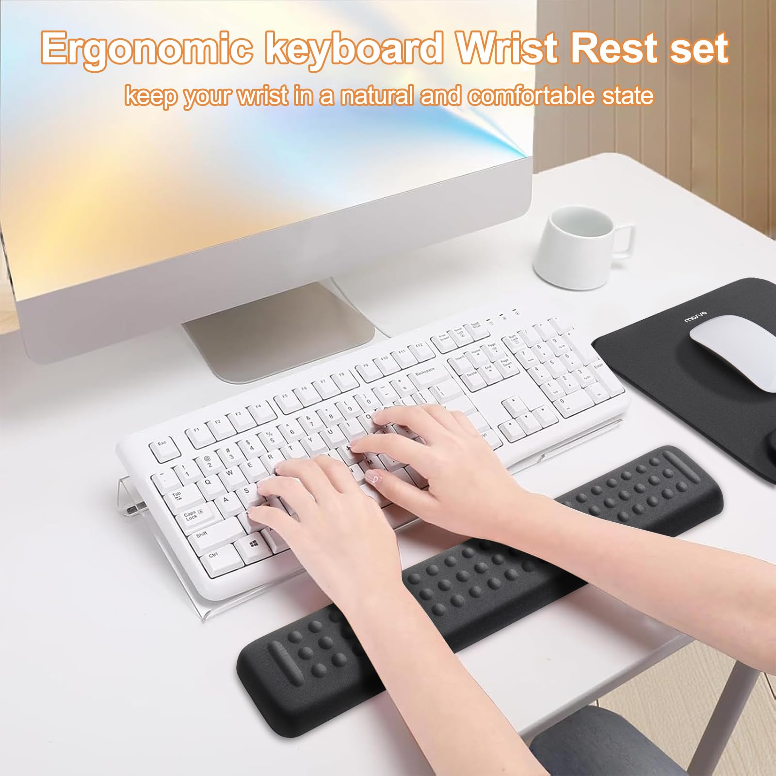MOSISO Keyboard Stand&Wrist Rest Support for Keyboard &Mouse Pad Set
