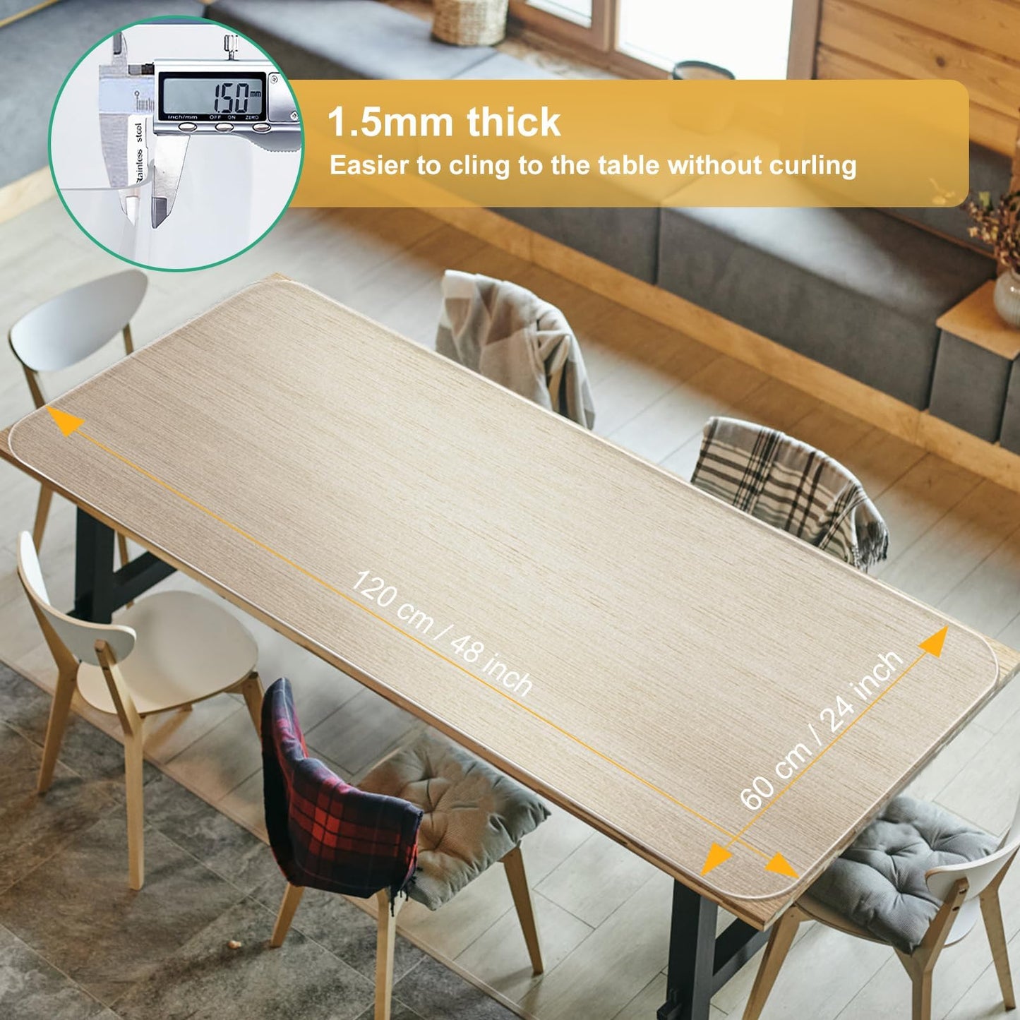 NATRKE Clear Desk Mat Pad, 47.2"x23.6" Extra Large Transparent Computer Desk Mat Plastic Desktop