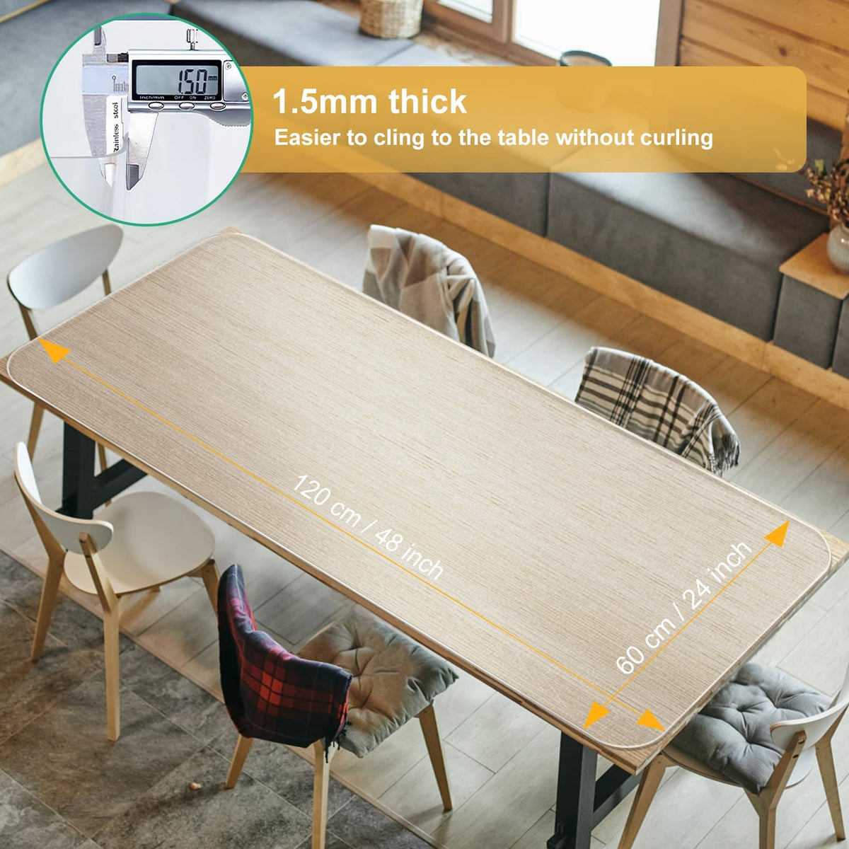 NATRKE Clear Desk Mat Pad, 47.2"x23.6" Extra Large Transparent Computer Desk Mat Plastic Desktop