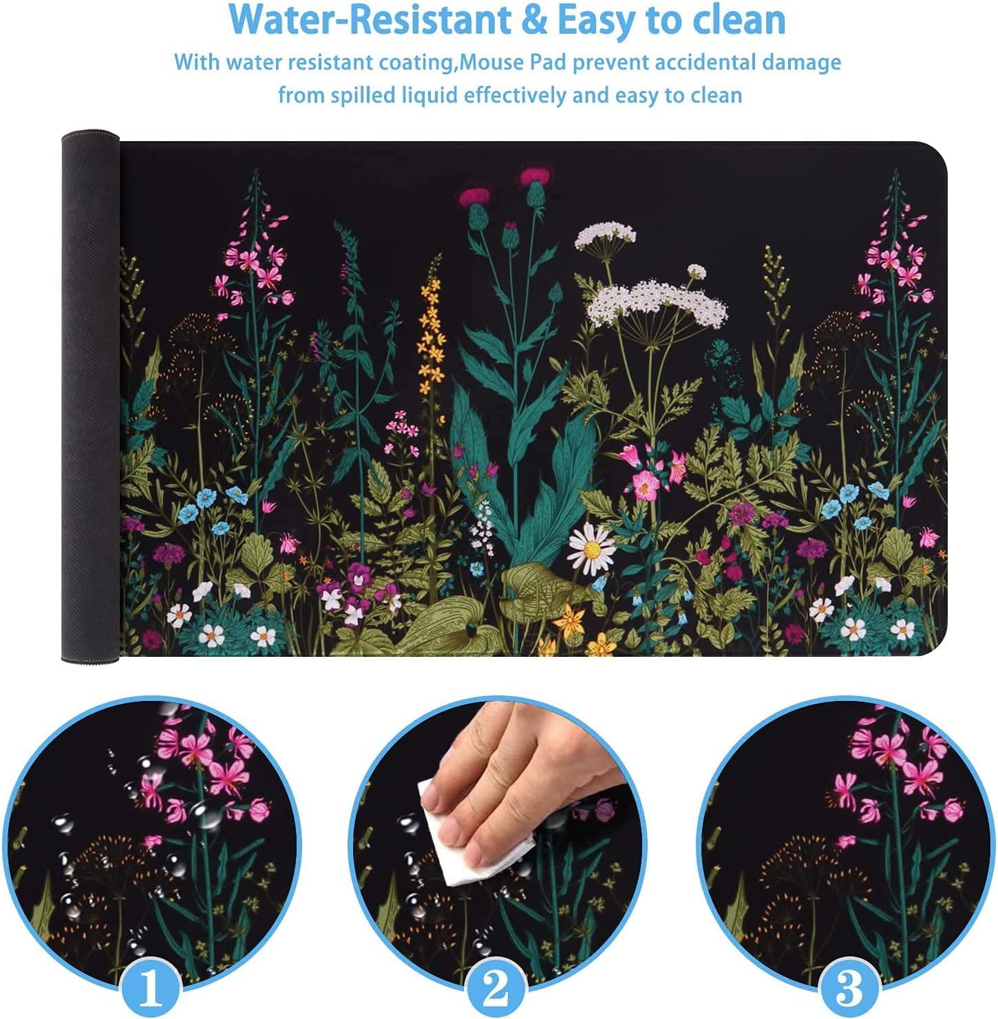 iCasso Desk Mat, Large Desk Mouse Pad for Desk,Home Office - Green Weeds