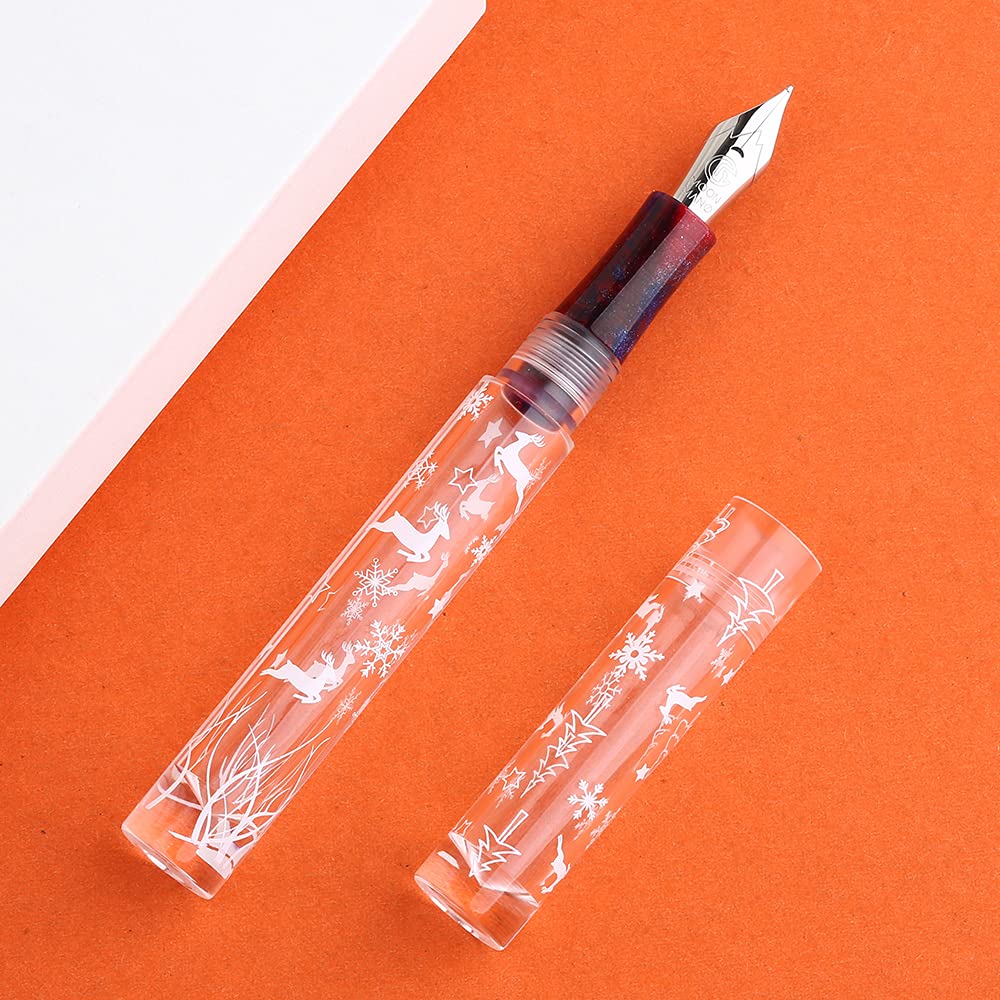 erofa Snowflake Christmas Version C1 Eye Dropper Filling Fountain Pen Fully Transparent