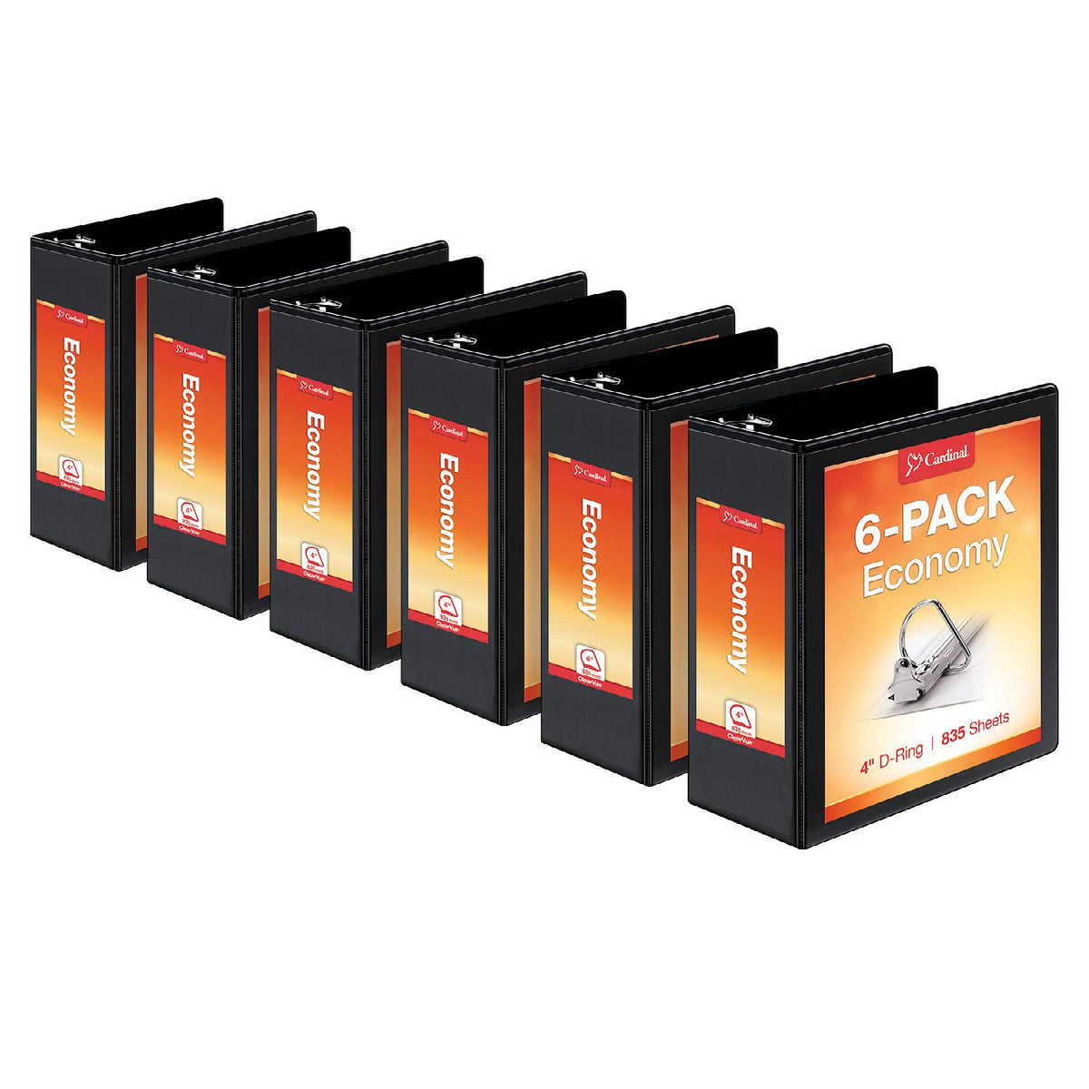 Cardinal Economy 3-Ring Binders, 4", Slant-D Rings, Holds 835 Sheets, ClearVue Presentation View