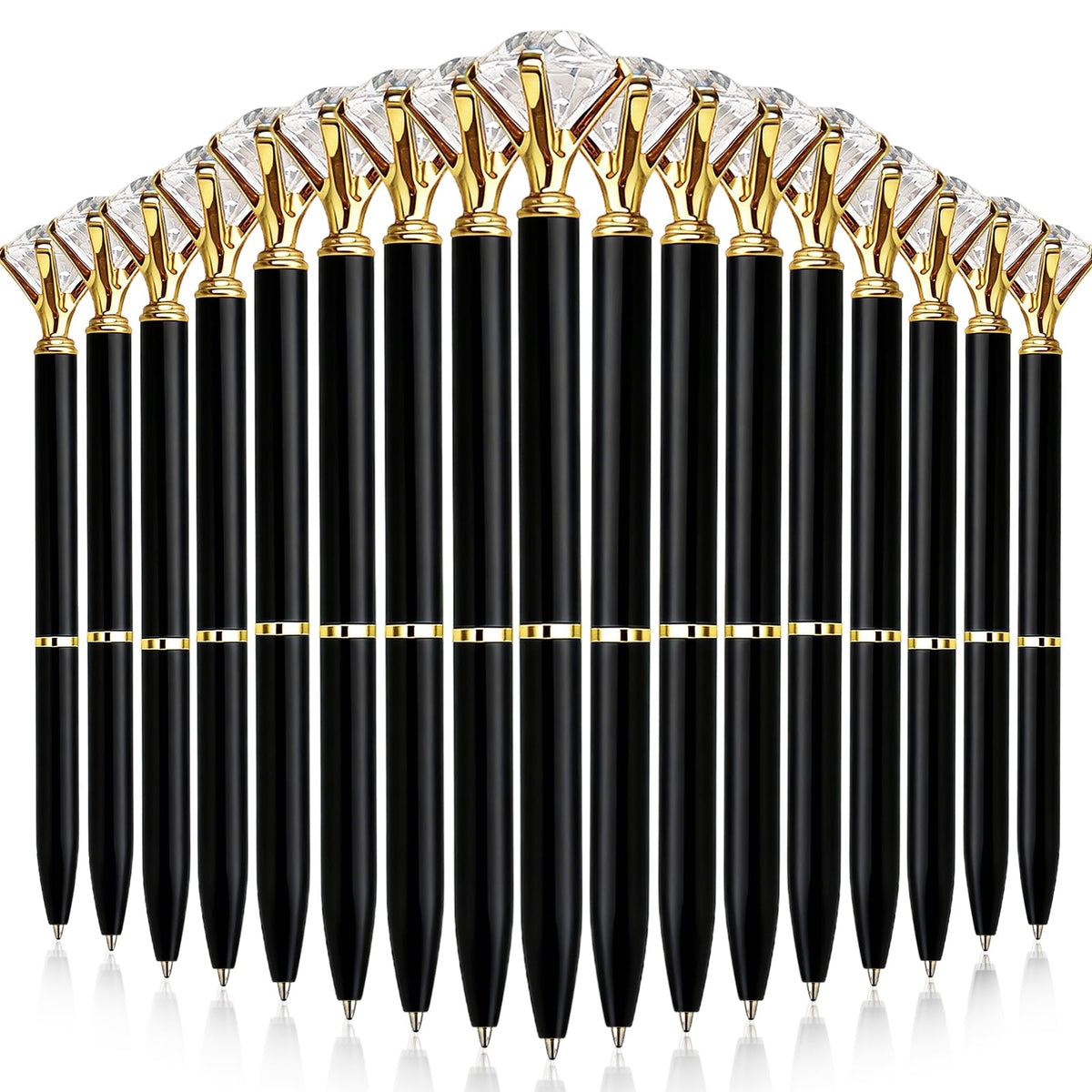 EVNEED 50pcs Big Diamond Pens,Bridal Shower Pen with Black Ink Cute Ballpoint Pen Beautiful Wedding