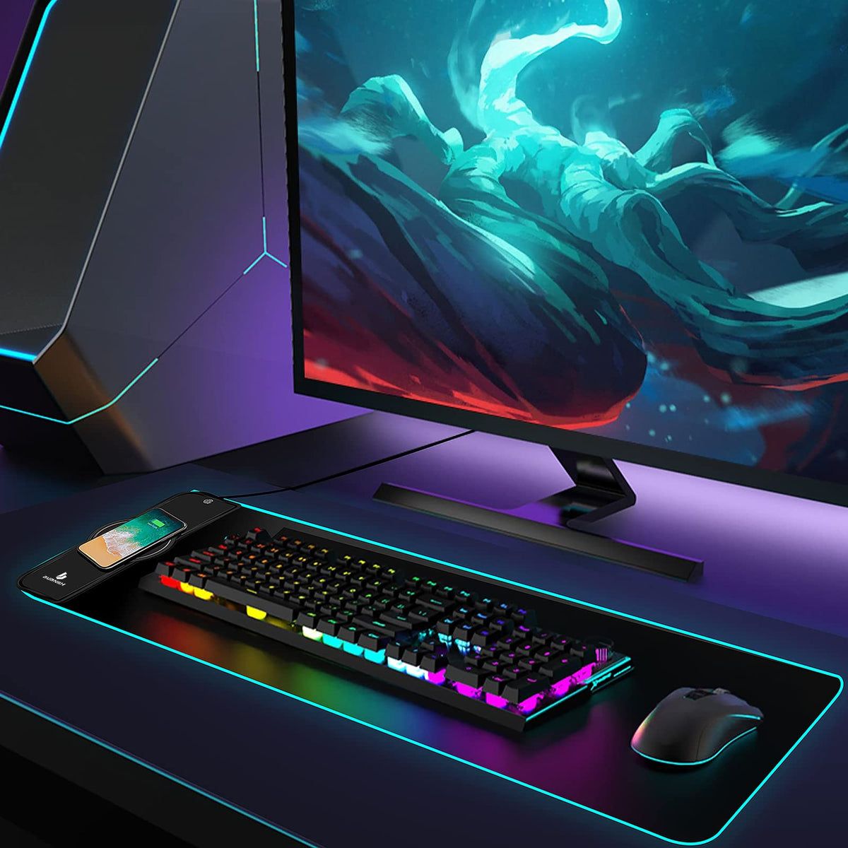 Mouse Pad,Gaming Desk Mat,Mouse Pad with Wireless Charging