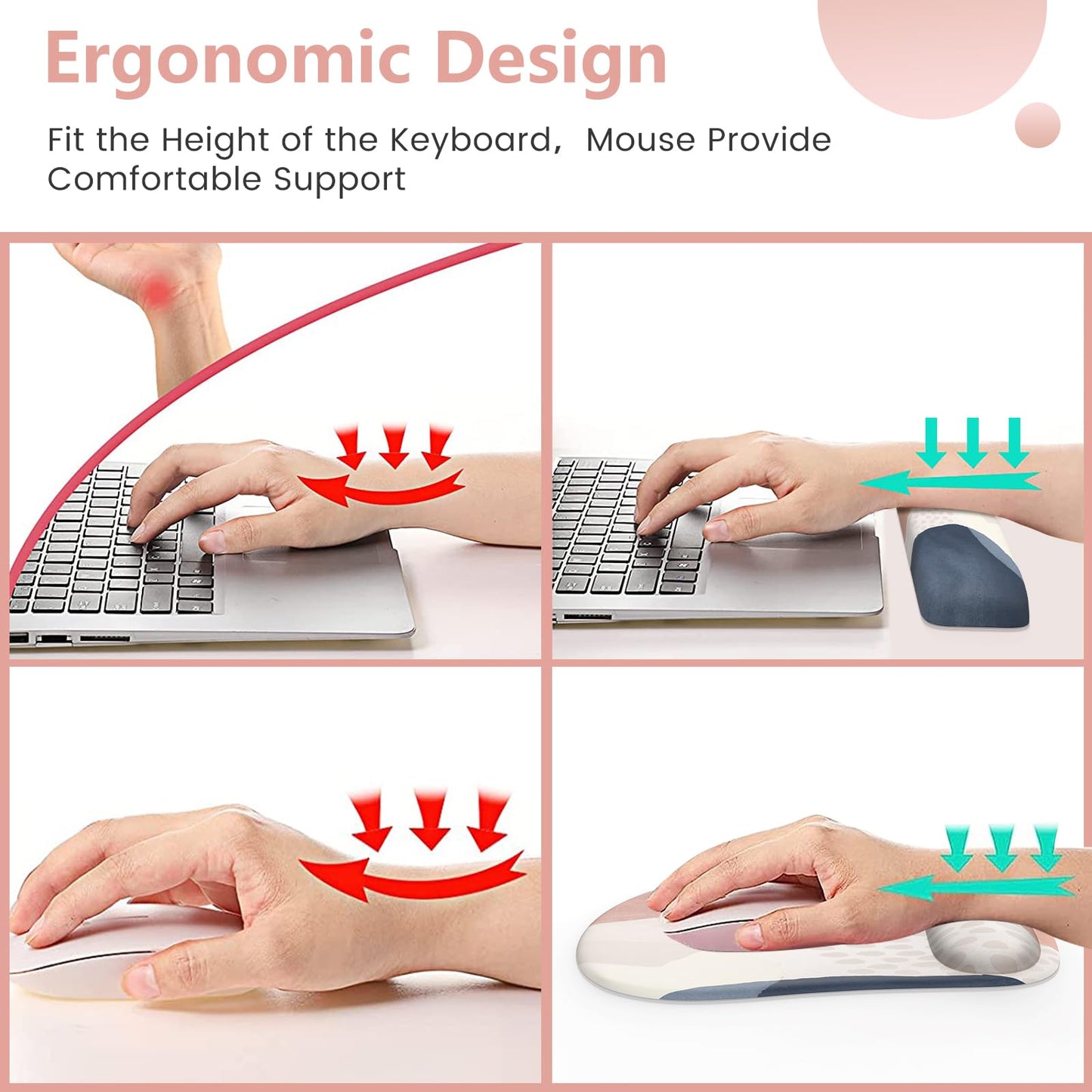 HAOCOO Mouse Pad with Wrist Rest, Keyboard Wrist Rest, Gel Wrist Rest for Computer Keyboard