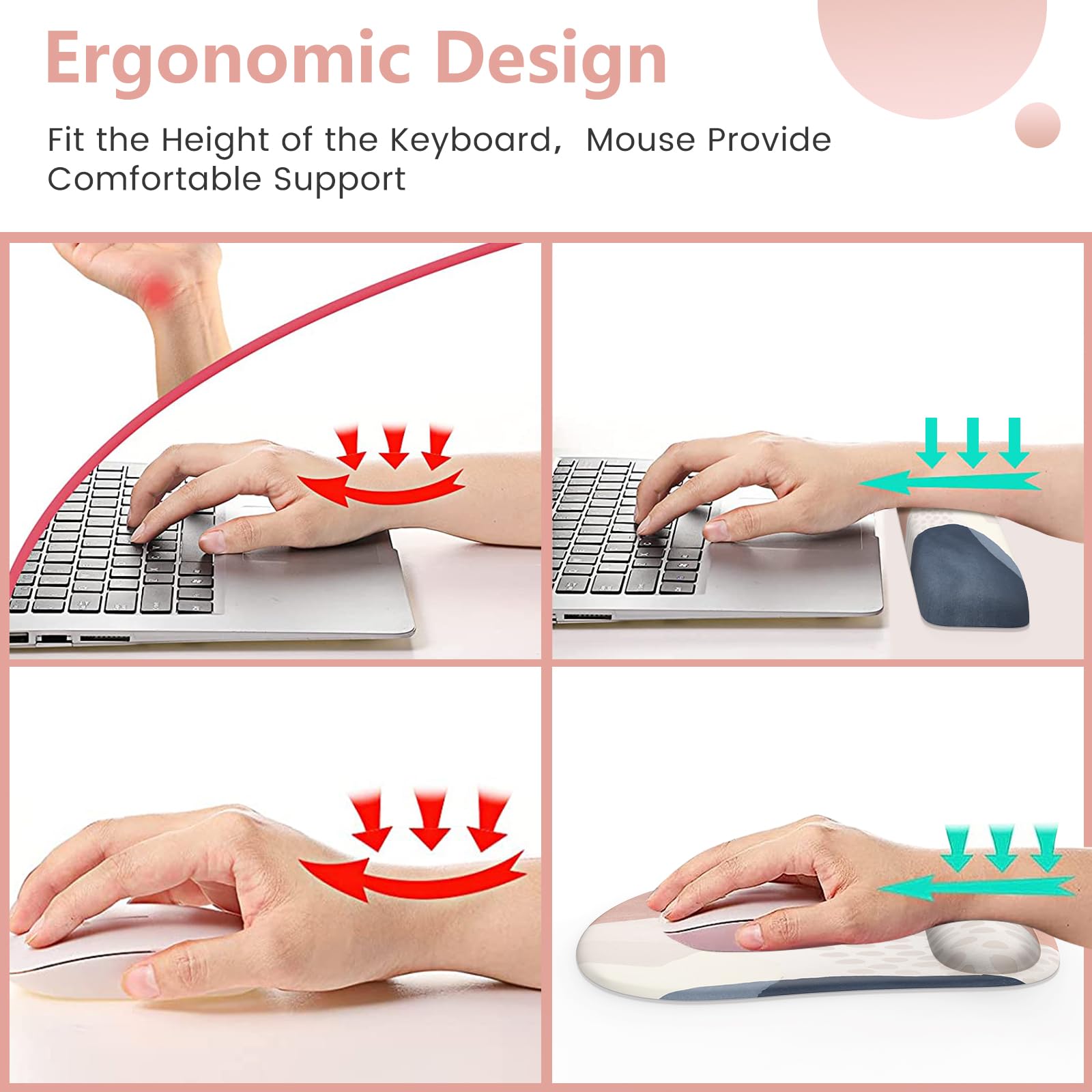 HAOCOO Mouse Pad with Wrist Rest, Keyboard Wrist Rest, Gel Wrist Rest for Computer Keyboard
