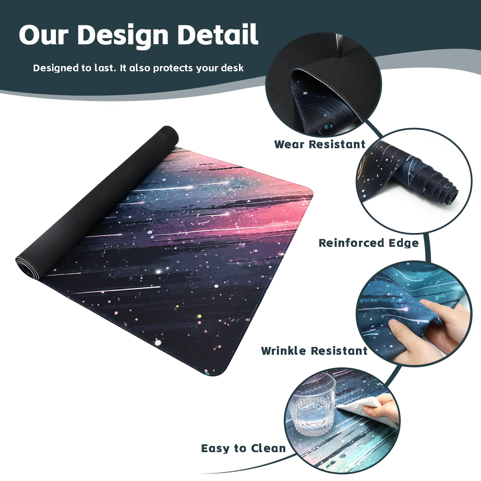 Baziabbo Cute Desk Mat,XXL Extended Large Mouse Pad,Gaming Mousepad with Stitched Edge,Non-Slip
