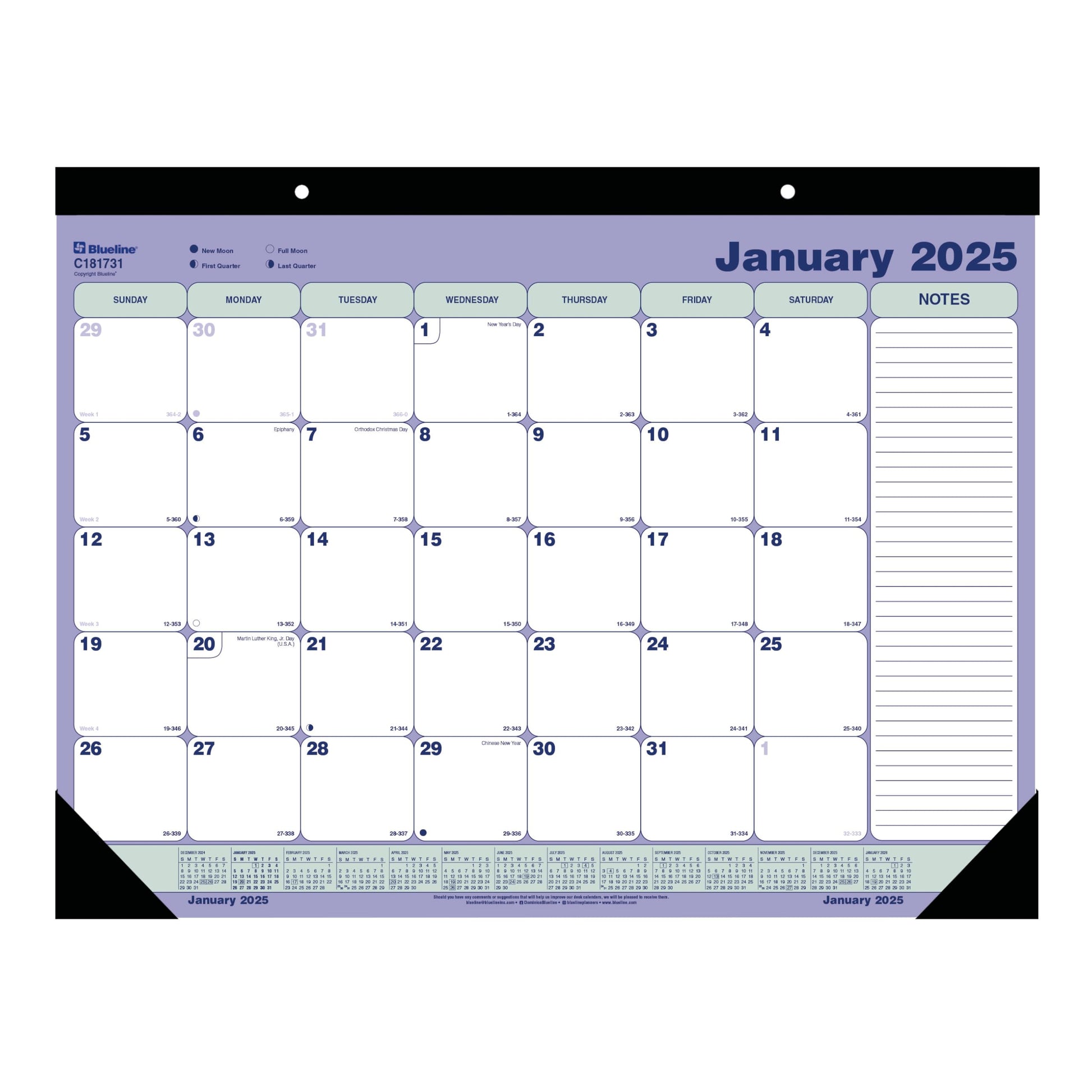Blueline® 2025 Monthly Desk Pad Calendar, 12 Months, January to December, 21.25" x 16" (C181731-25)