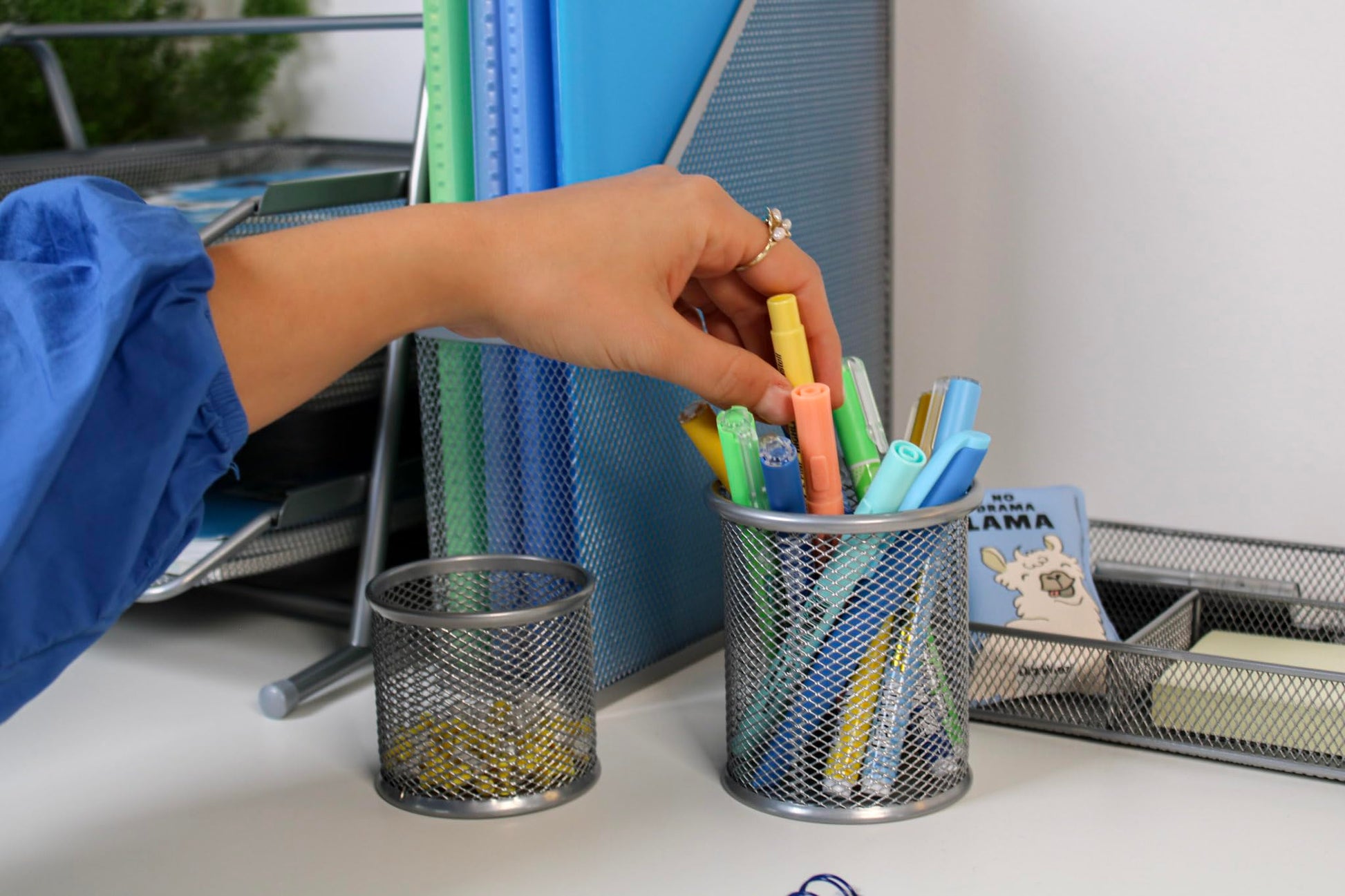 Wedo Office 065454 Pen Holder Set Wire Mesh Silver