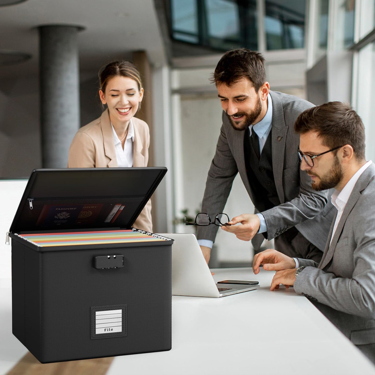 Fire Proof File Box for Documents - Portable Fireproof Document Organizer Box with Handle