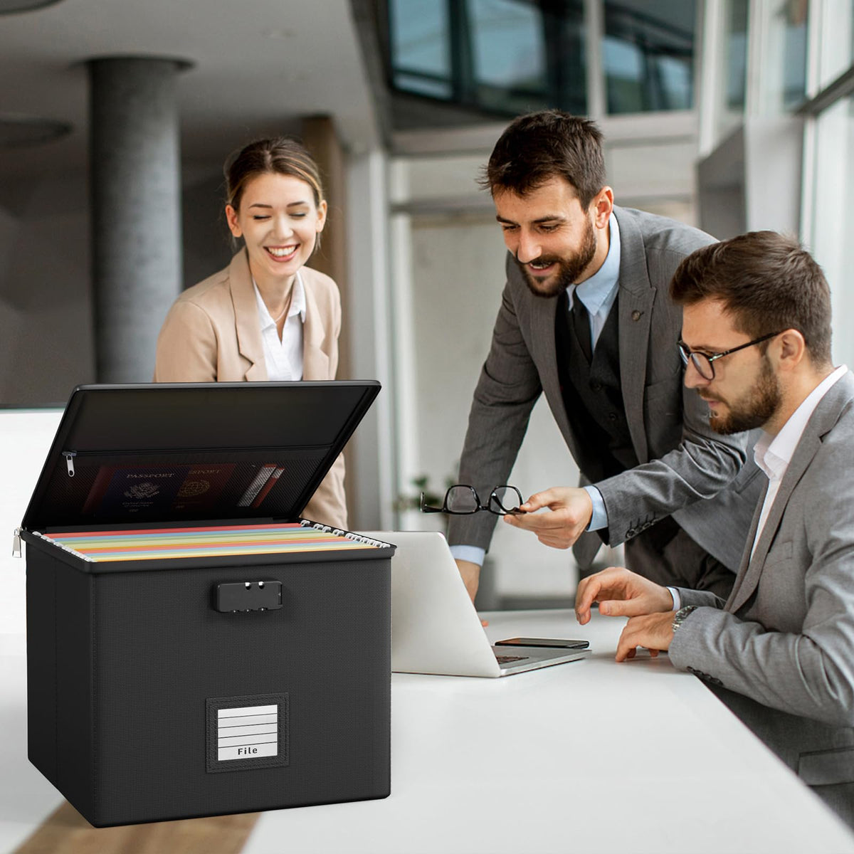 Fire Proof File Box for Documents - Portable Fireproof Document Organizer Box with Handle