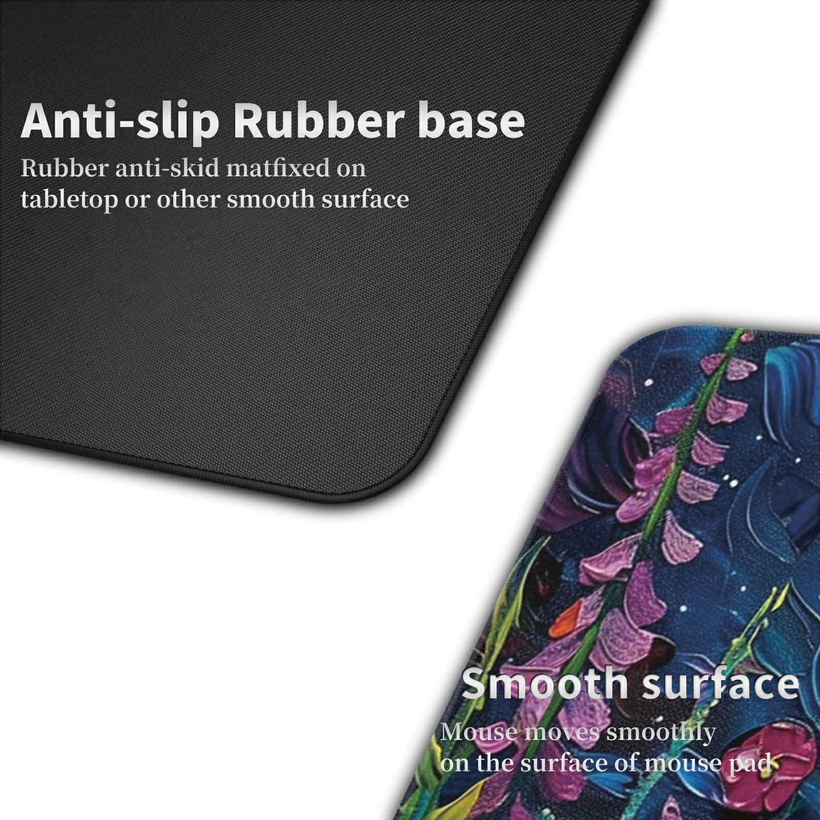 Large Gaming Mouse Pad Plus a Coasters + Cable Clips, Vibrant Watercolor Flowers Extended Mousepad