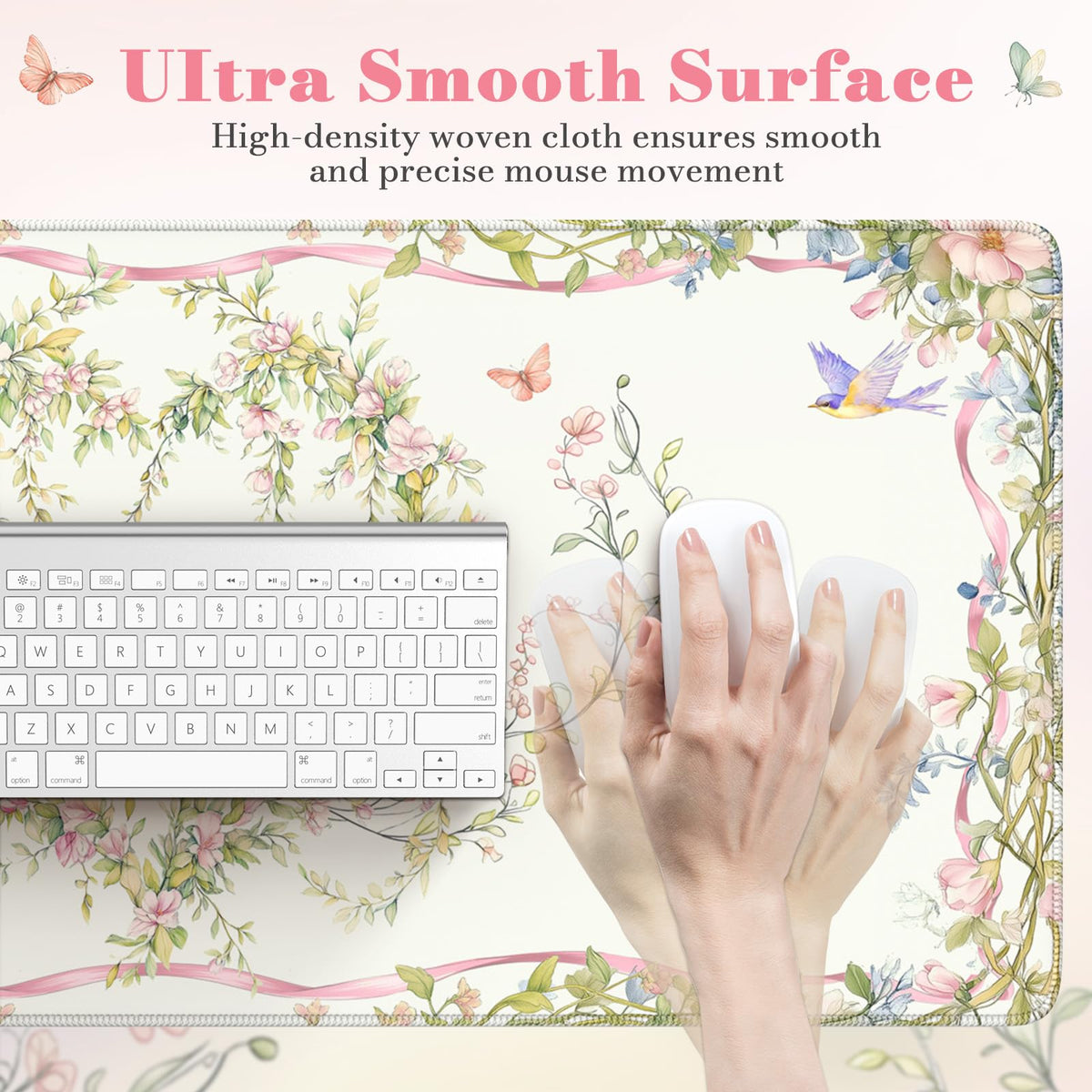 HAOCOO Pink Heart Desk Protector, 35.4" x 15.7" Table Mat for Home Office