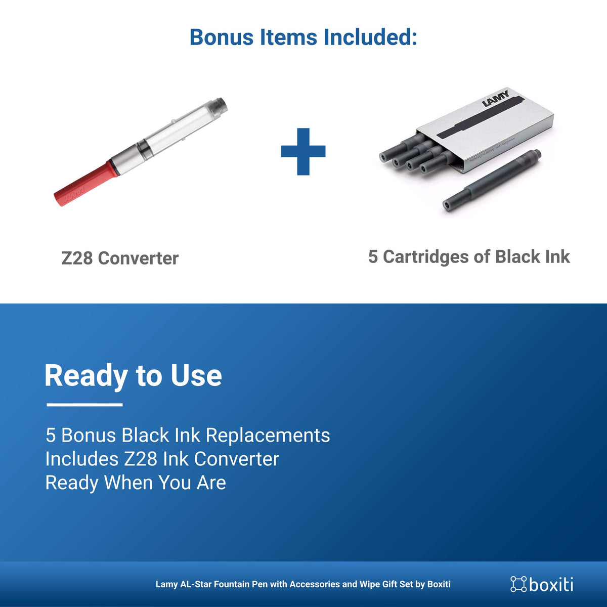 Boxiti AL-Star | Ocean Blue | Fine Nib + 5 Black Ink Cartridges and Converter