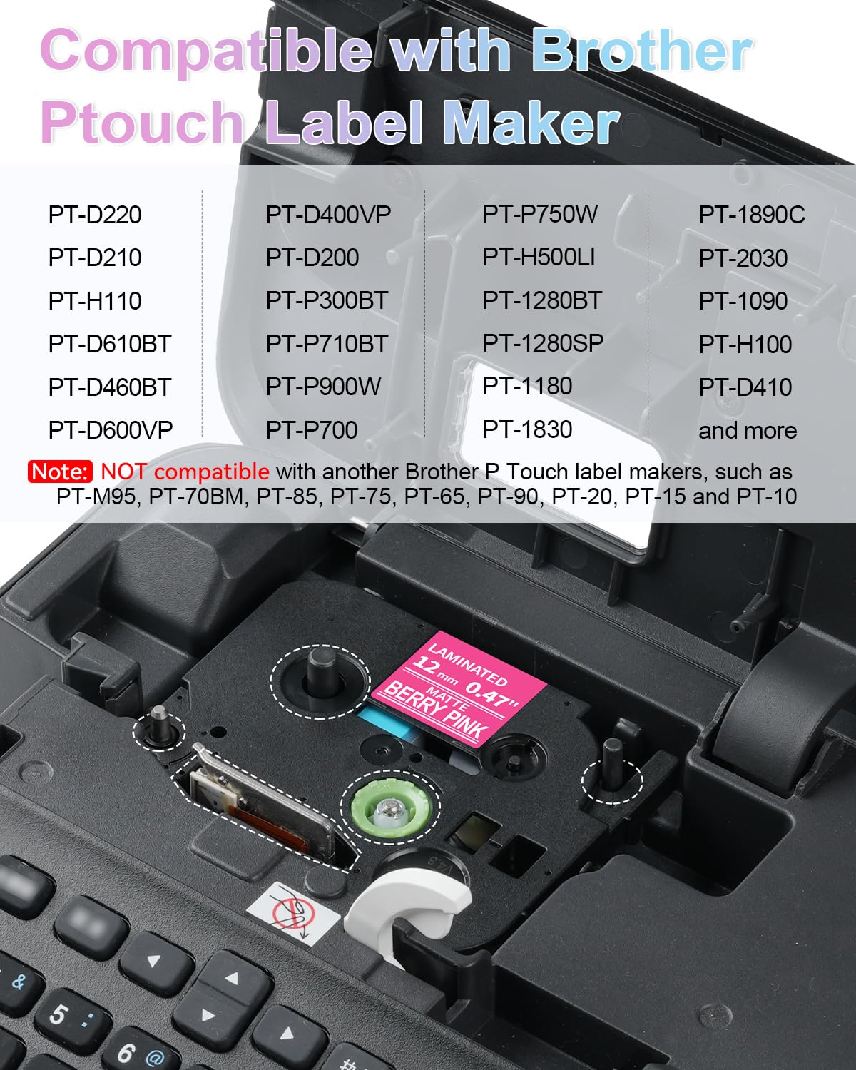 Replacement for Brother Label Maker Tape P Touch Colored TZe TZ Tape 12mm