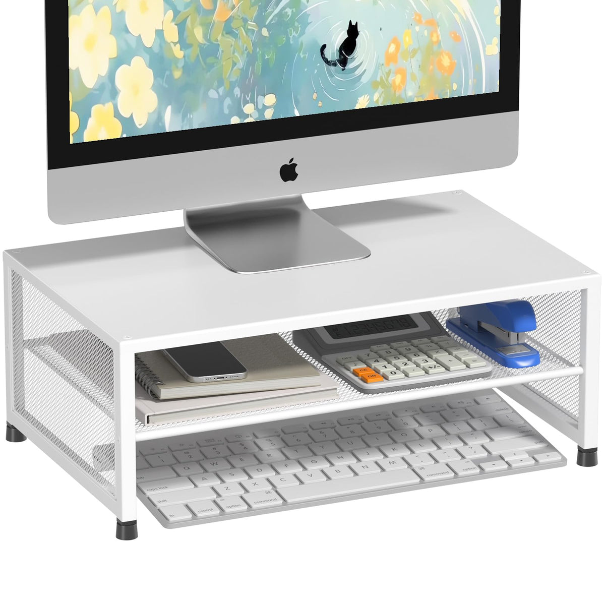 ECOLOVI 2-Tier Computer Monitor Stand Riser, Printer & Laptop Stand, Office Desk Accessories