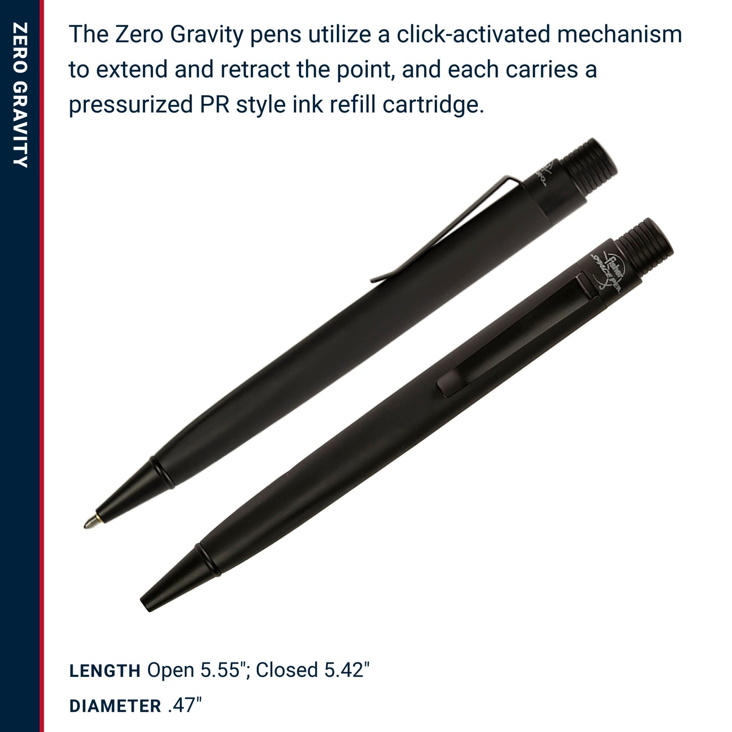 Fisher Space Pen Matte Black Rubber Finish Zero-Gravity Pressurized Pen